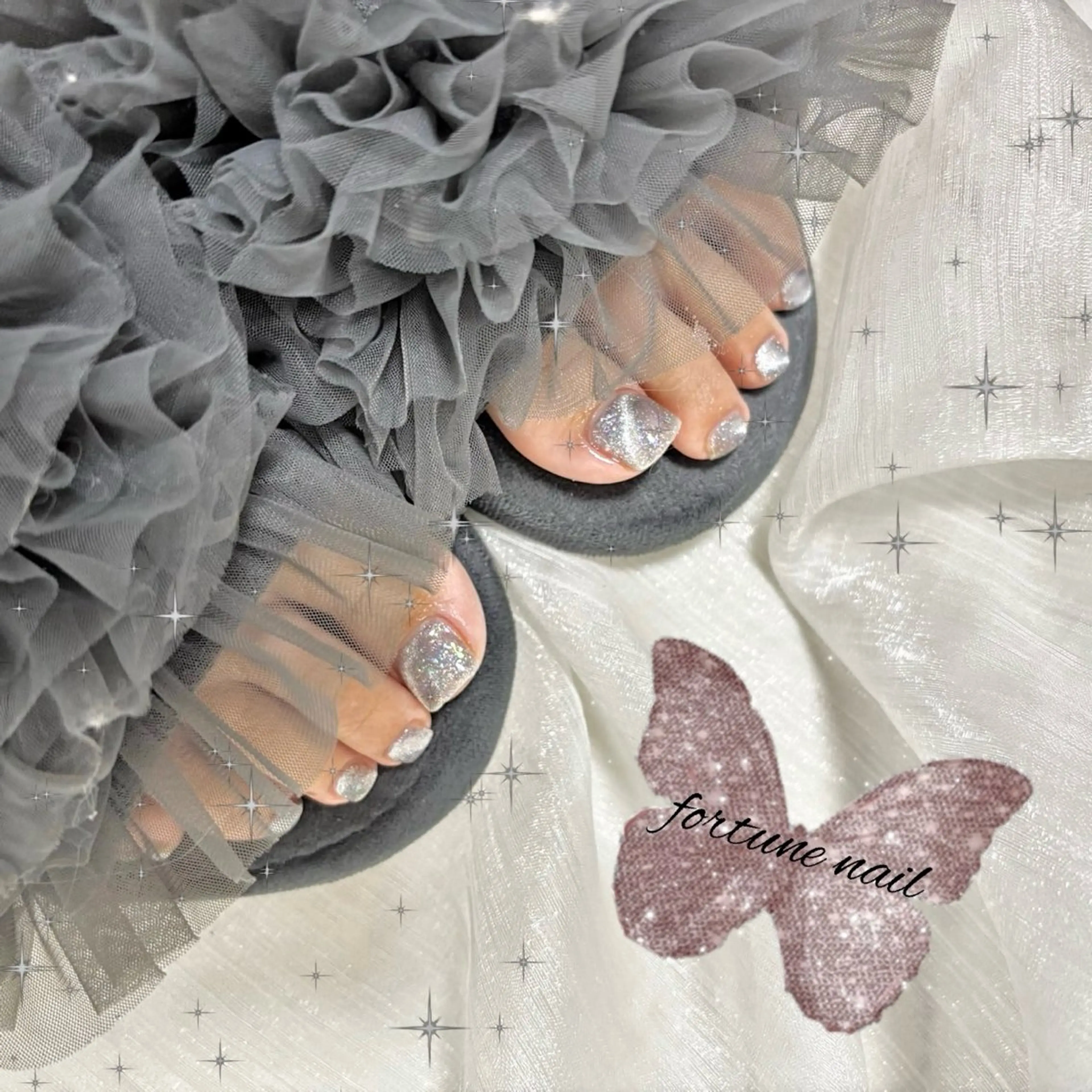 💜フットオフなし🤍マグネットorフラッシュワンカラーネイル💜の写真