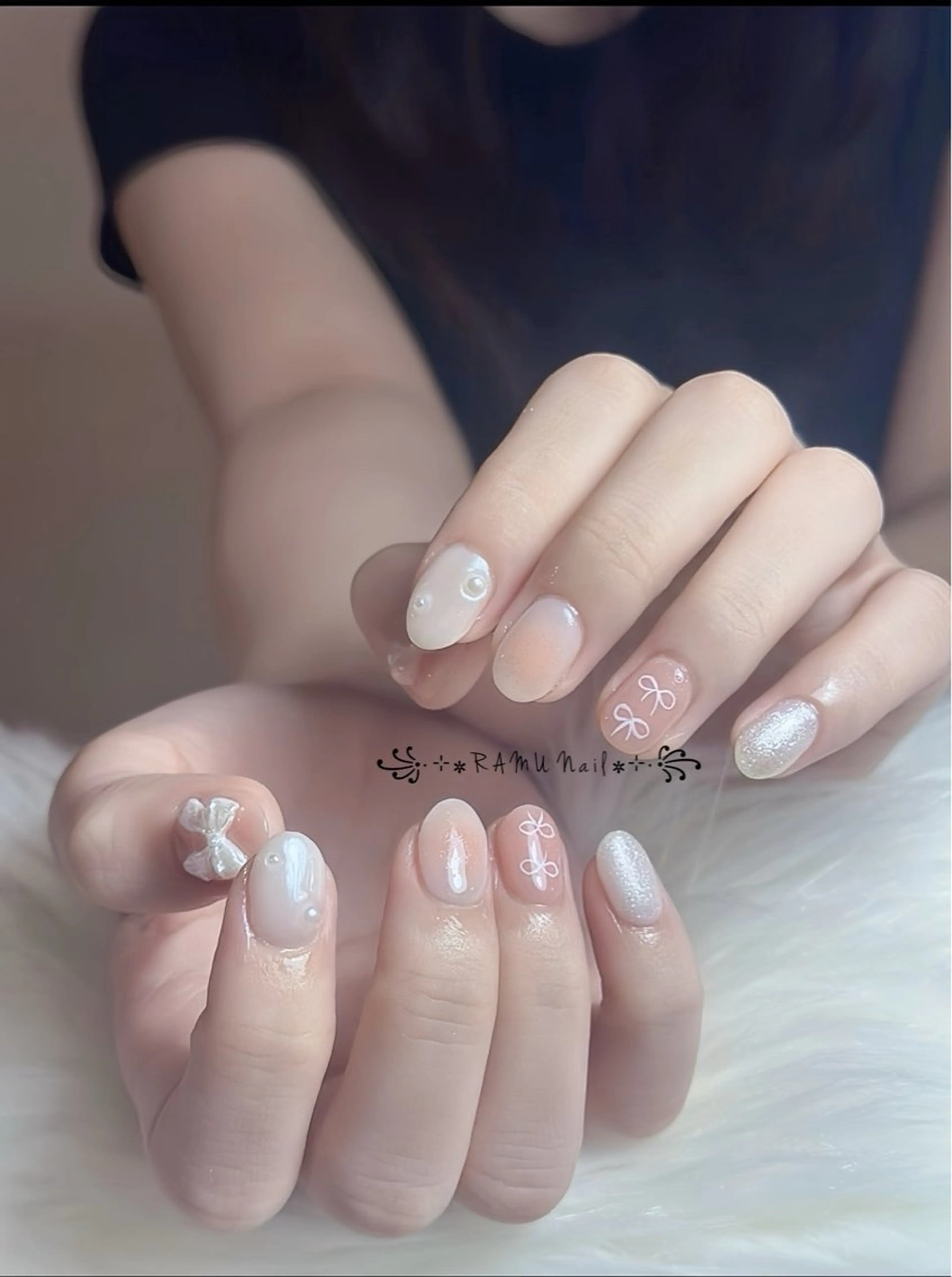 ネイル キラキラネイル マグネットネイル ミラーネイル ピンク 夏ネイル ハンドネイル RAMU Nail 恵比寿店のネイルデザイン