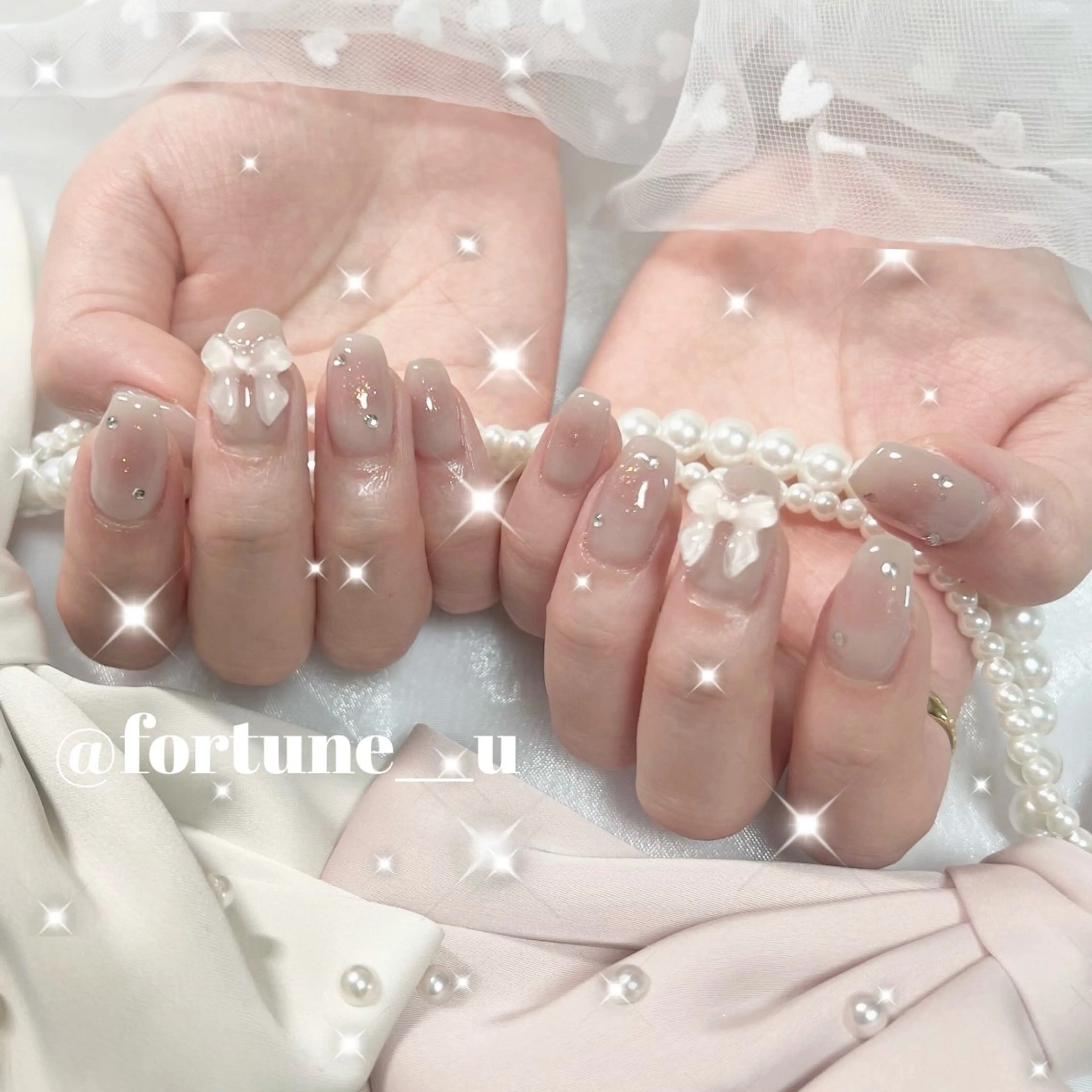 ネイル チークネイル ガーリー 韓国ネイル 持ち込み オフィスネイル ハンドネイル 1/16空✩.*💜 Yuuna💜のネイルデザイン