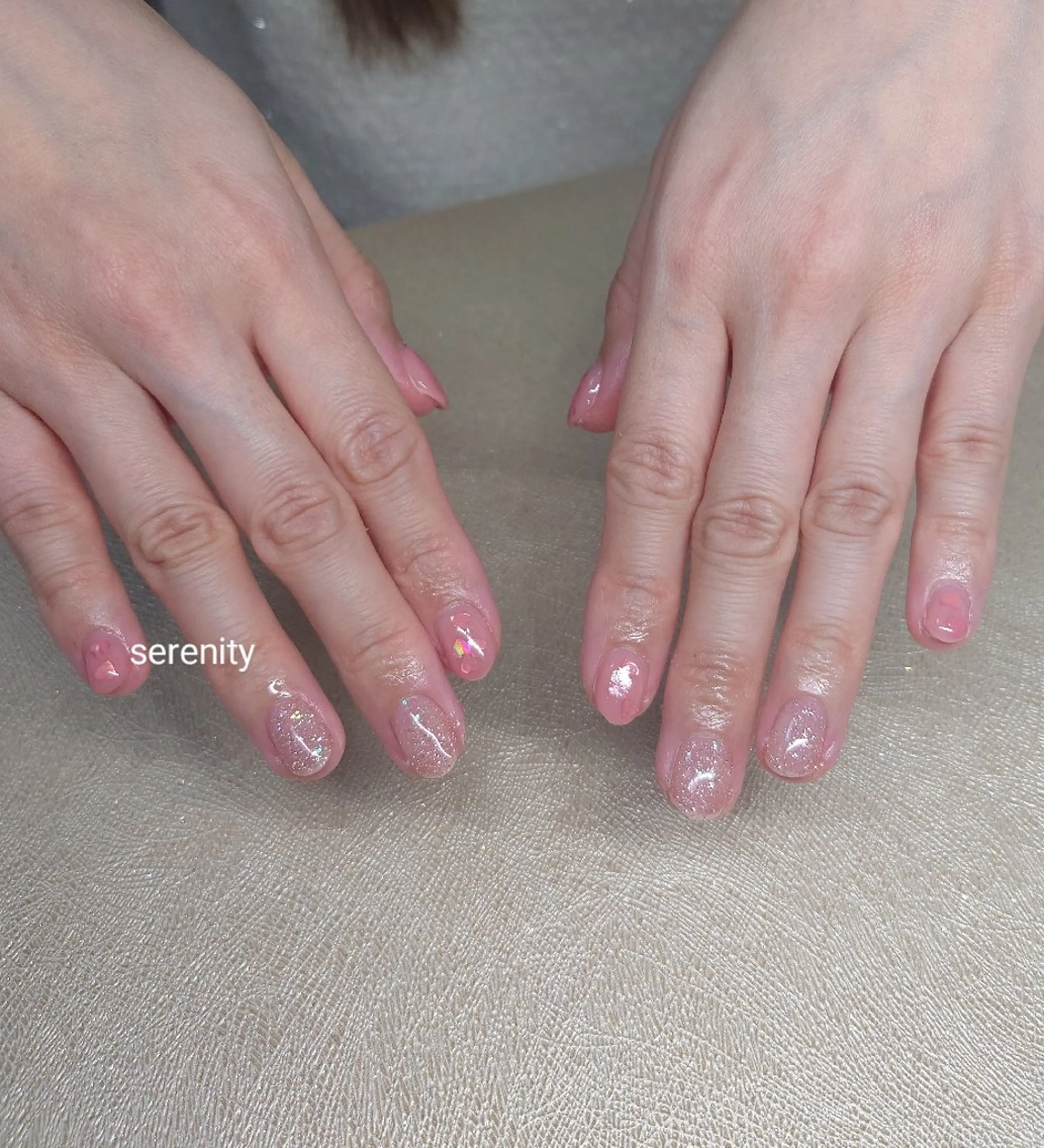 ネイル ハート ラメ(グリッター) 持ち込み ピンク nail  serenityのネイルデザイン