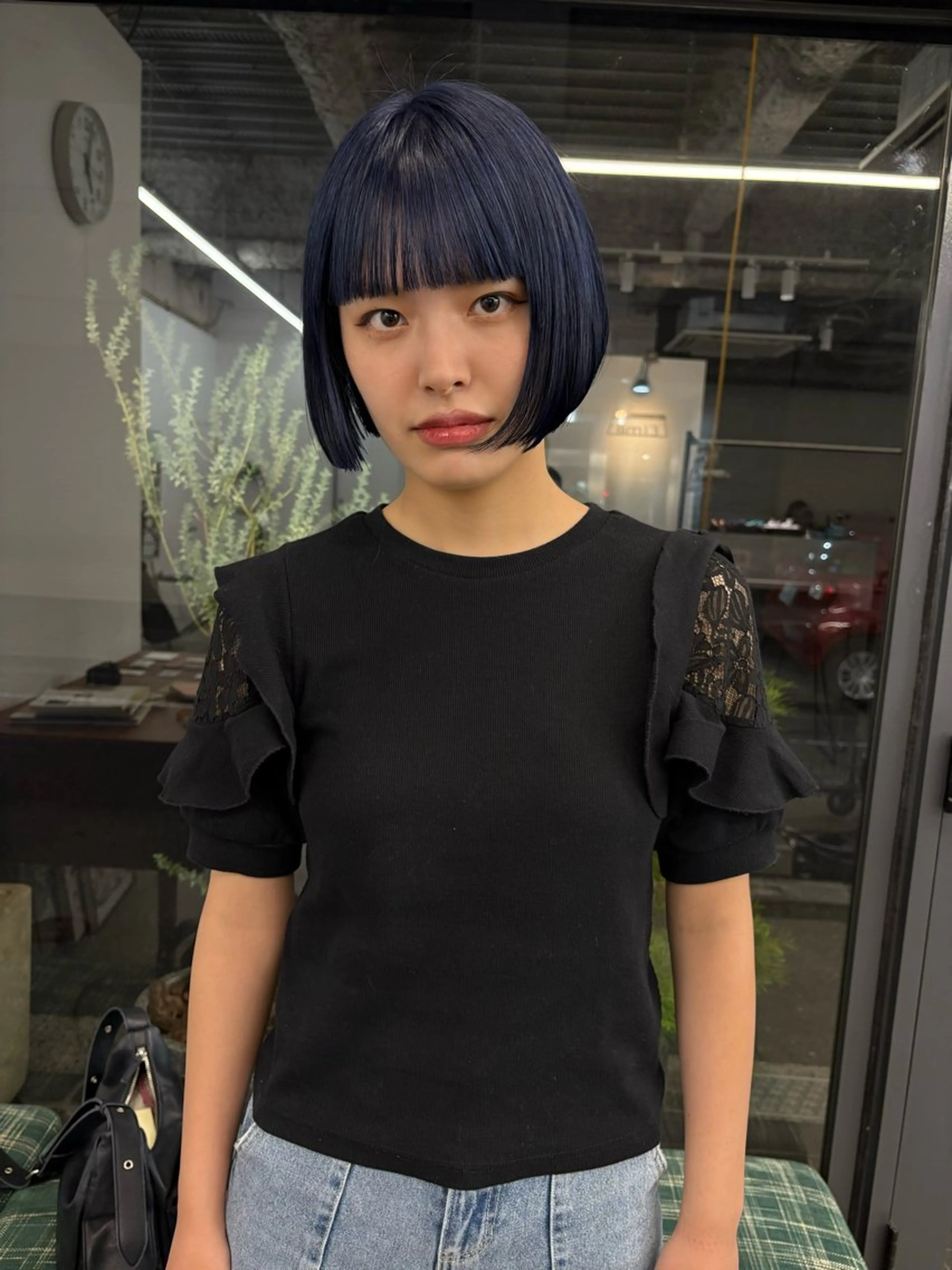 ショート カラー ブルーカラー ボブ カット パーマ、ボブ、透明感 カラー、小須田ゆあのヘアスタイル