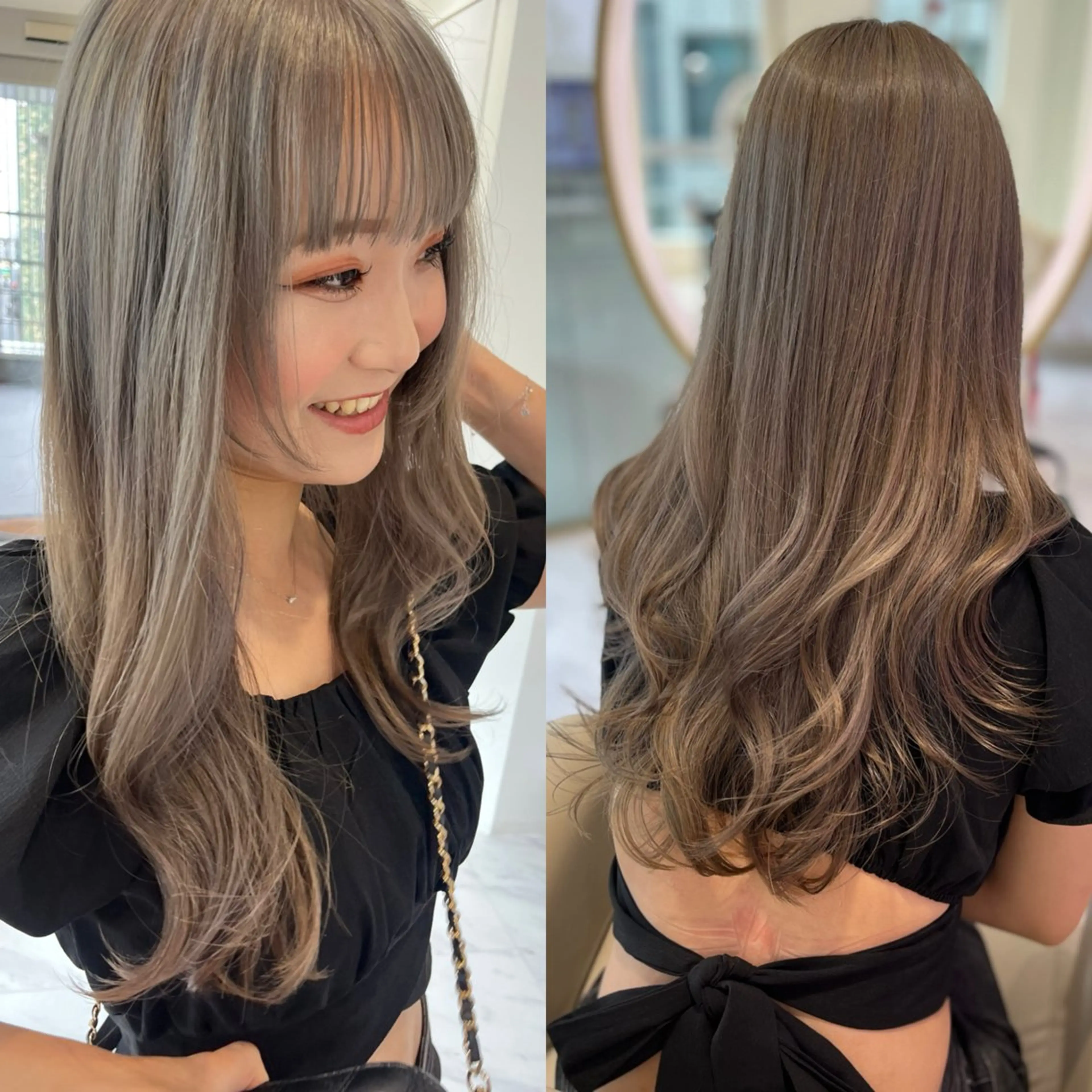 ロング カラー ベージュカラー ブリーチ シルバー シルバーベージュ カット 🌼MONA KIKO🌼のヘアスタイル