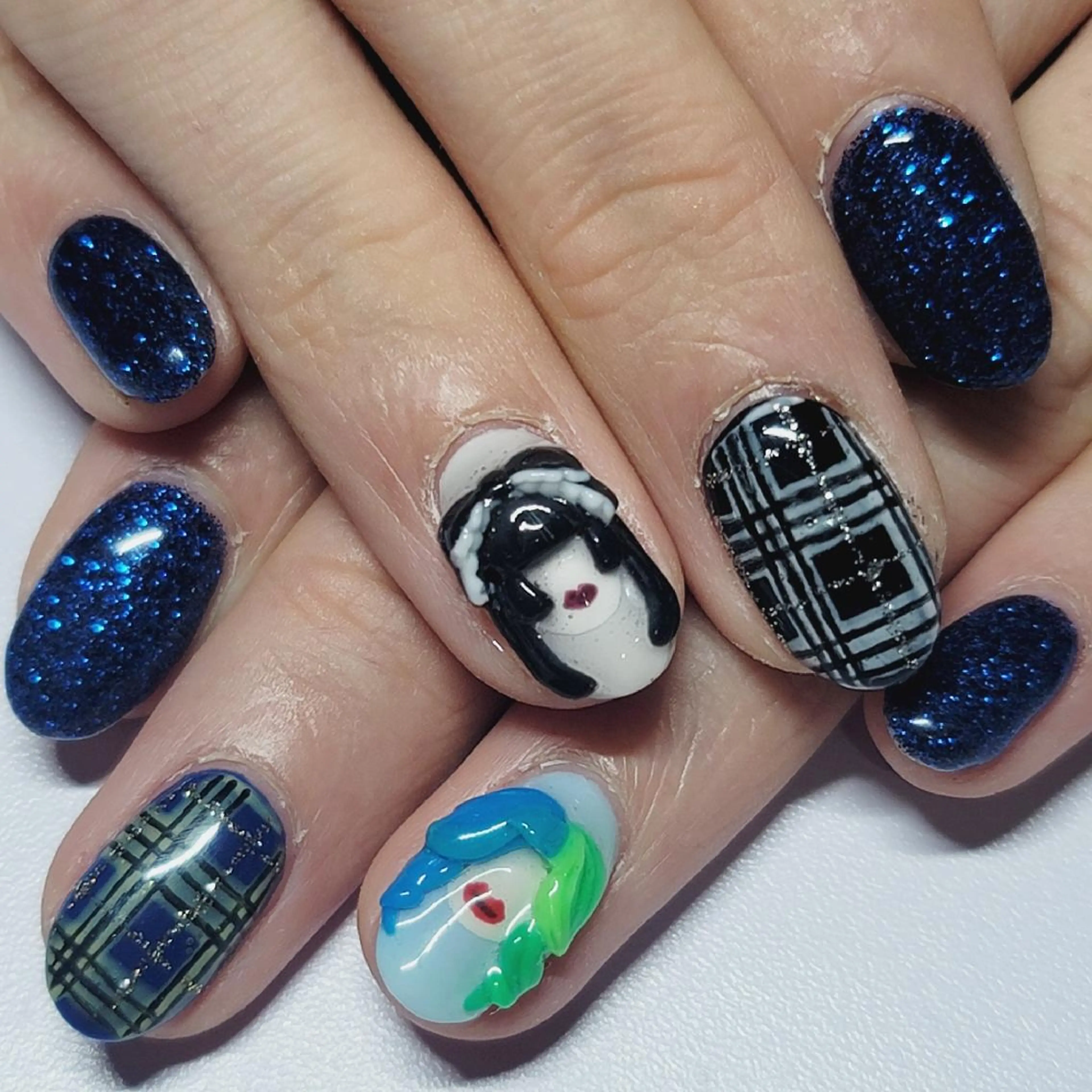 ネイル アートネイル ブルー ラメ(グリッター) ワンカラーネイル ハンドネイル よしだ ひろきのネイルデザイン