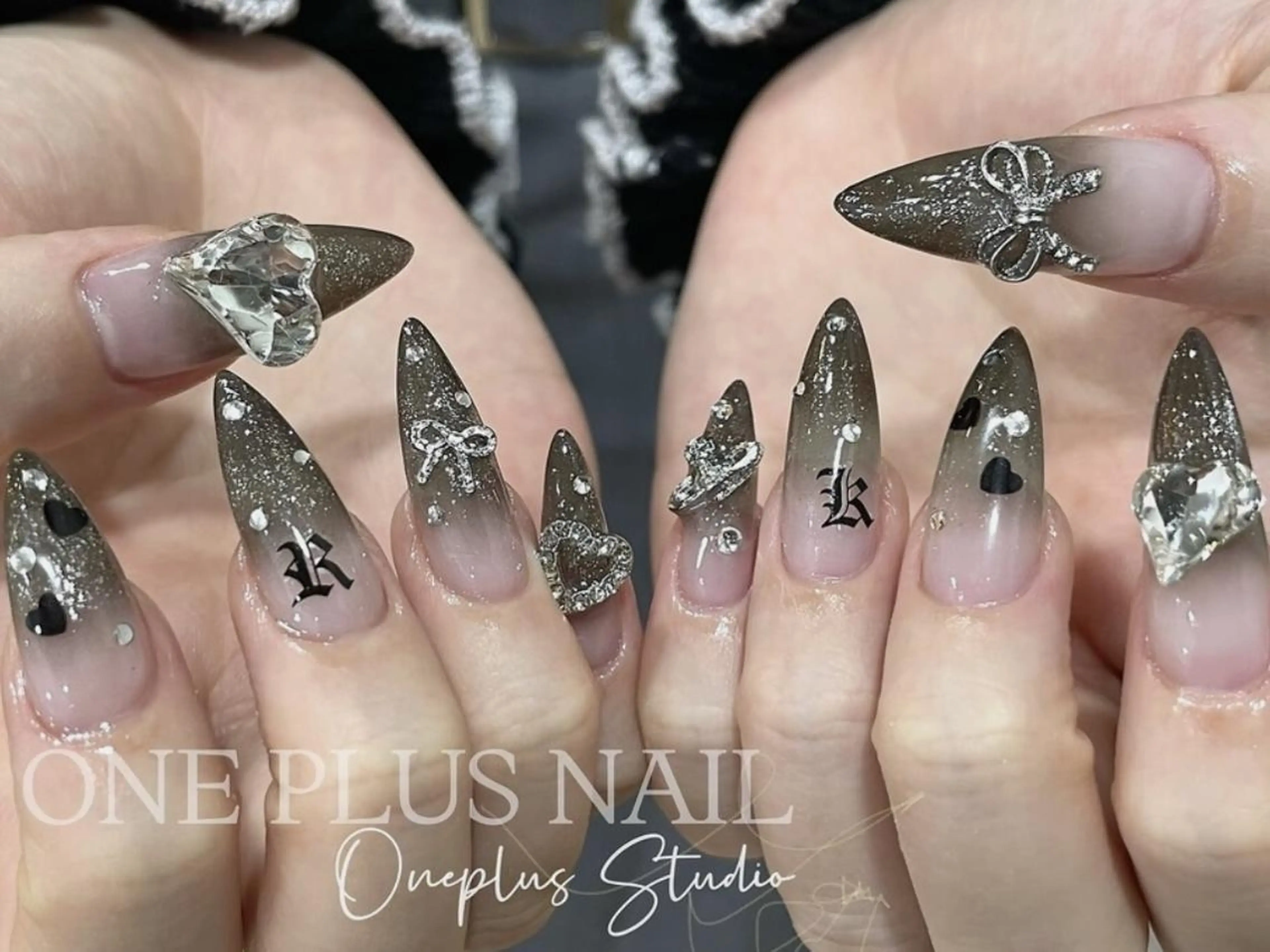 ネイル アートネイル ジェルネイル グラデーション ハート 持ち込み One plus あやのネイルデザイン