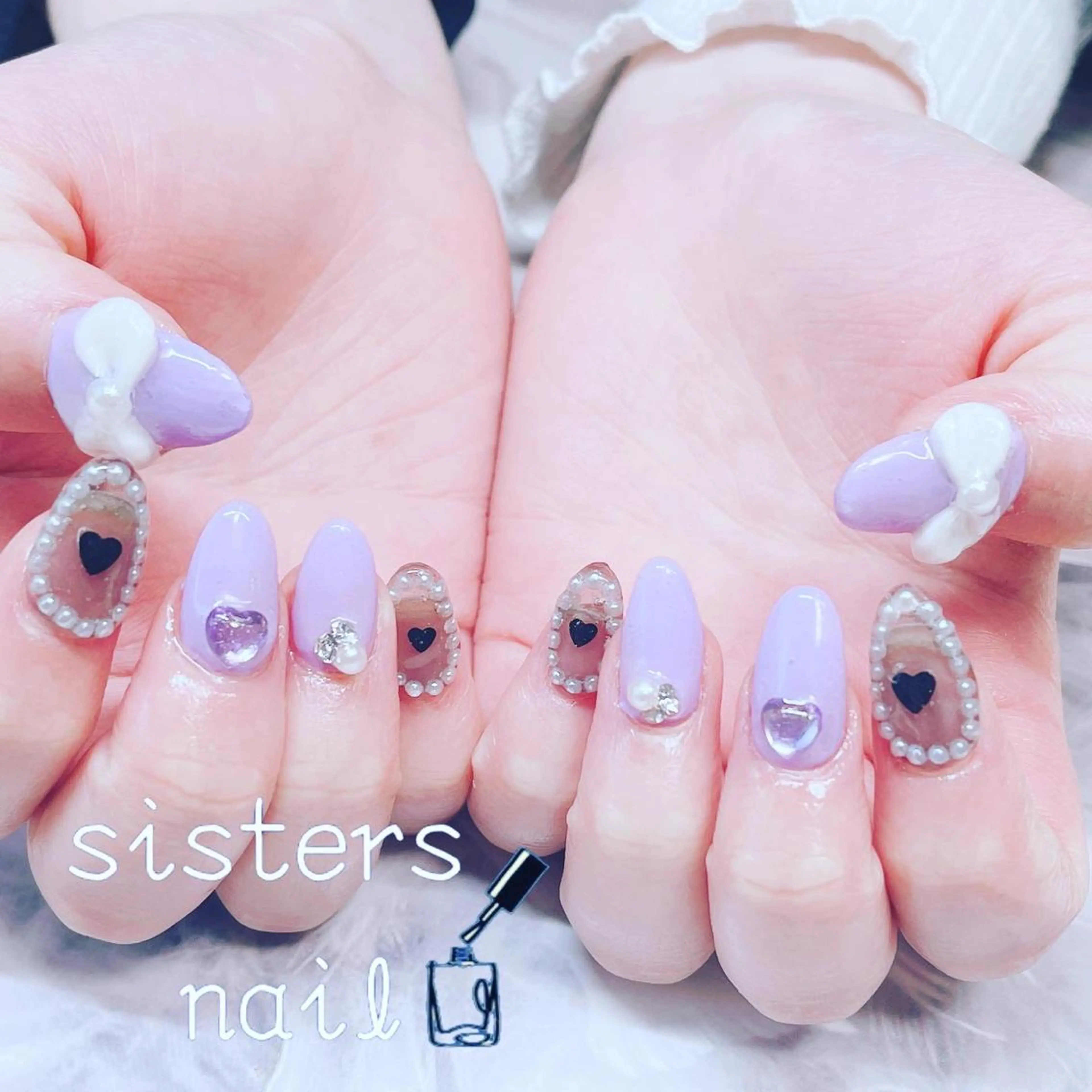 ネイル アートネイル 成人式 ハート 春ネイル ハンドネイル ハンドケア sisters nail.fのネイルデザイン