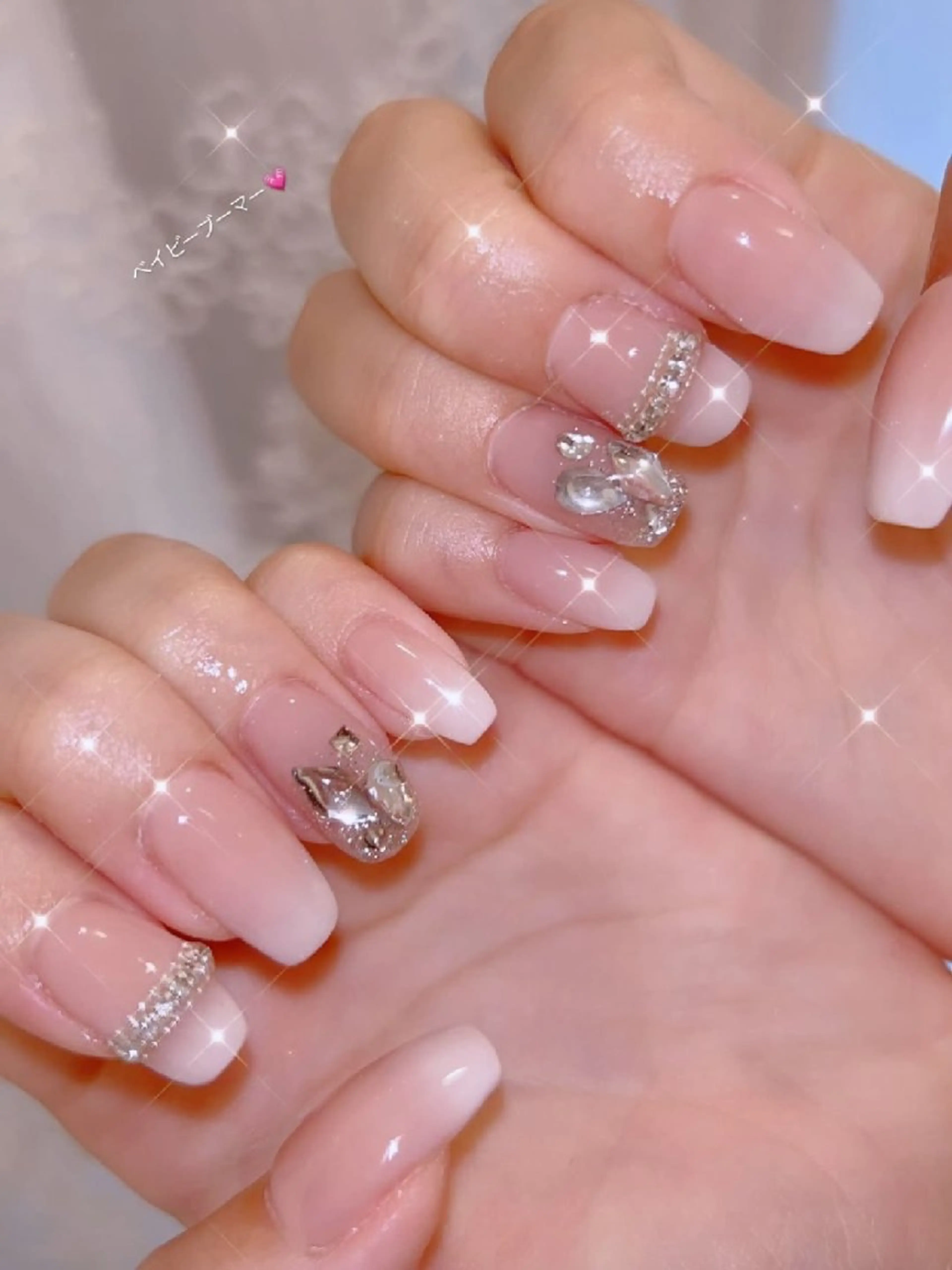 ネイル 長さ出し ジェルネイル 韓国ネイル マグネットネイル ニュアンスネイル ハンドネイル I LOVE ME  NAIL.｡.:*♡のネイルデザイン