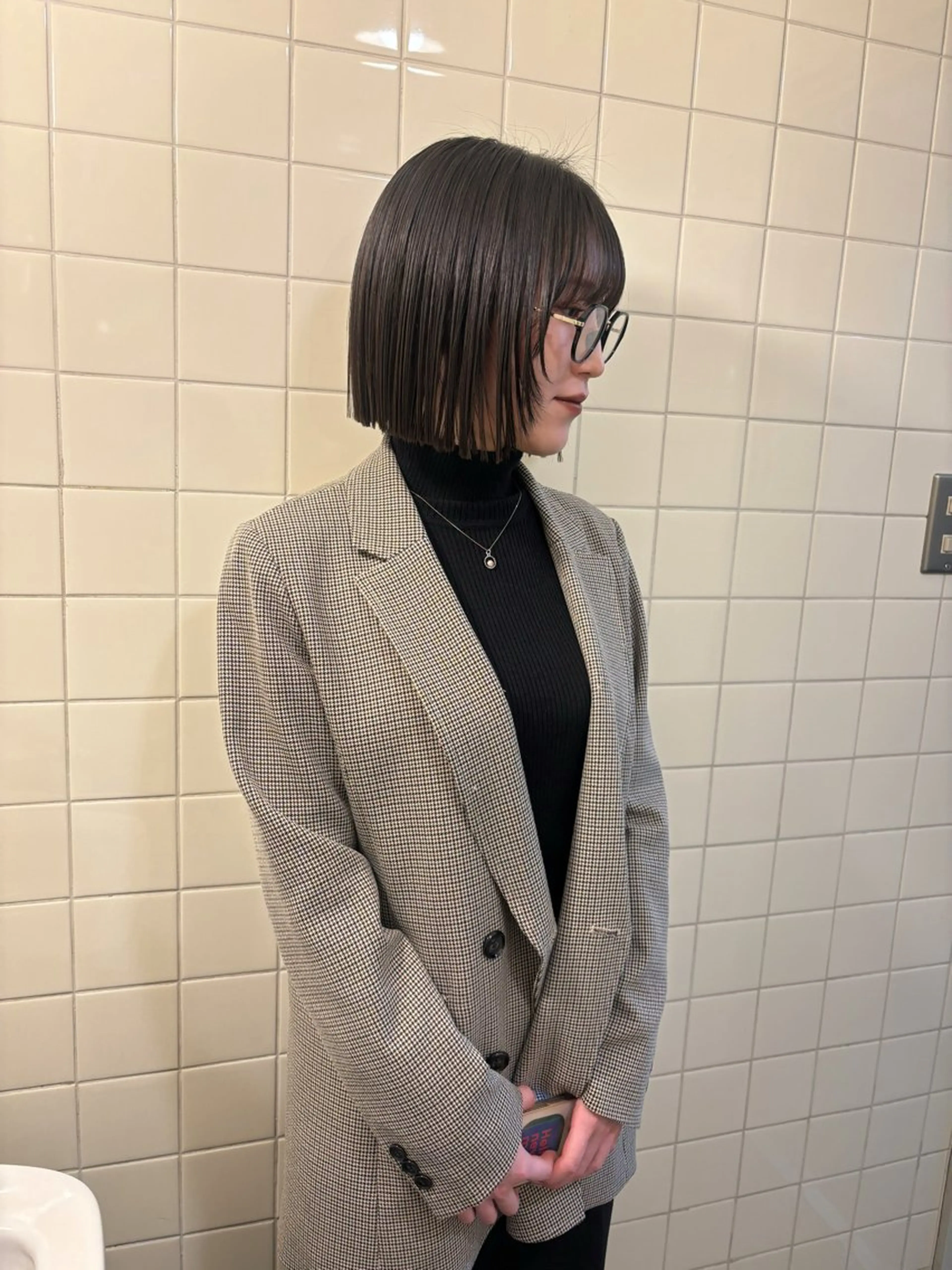 ミディアム カラー ヘアカラー トリートメント 韓国ボブ&顔まわり レイヤー♡TOMOEのヘアスタイル