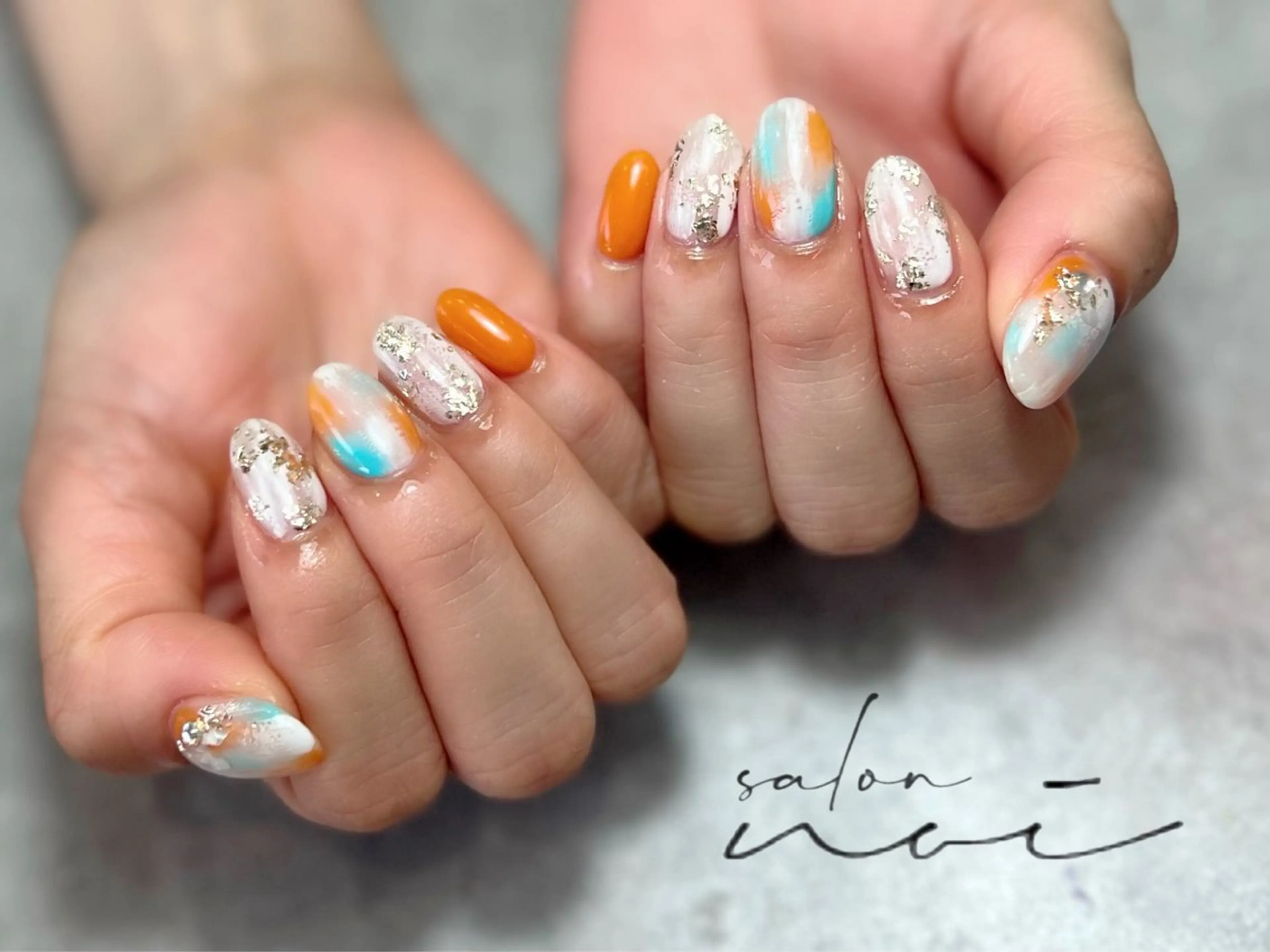 ネイル オレンジ ハンドネイル salon noi所属・salon noiのネイルデザイン
