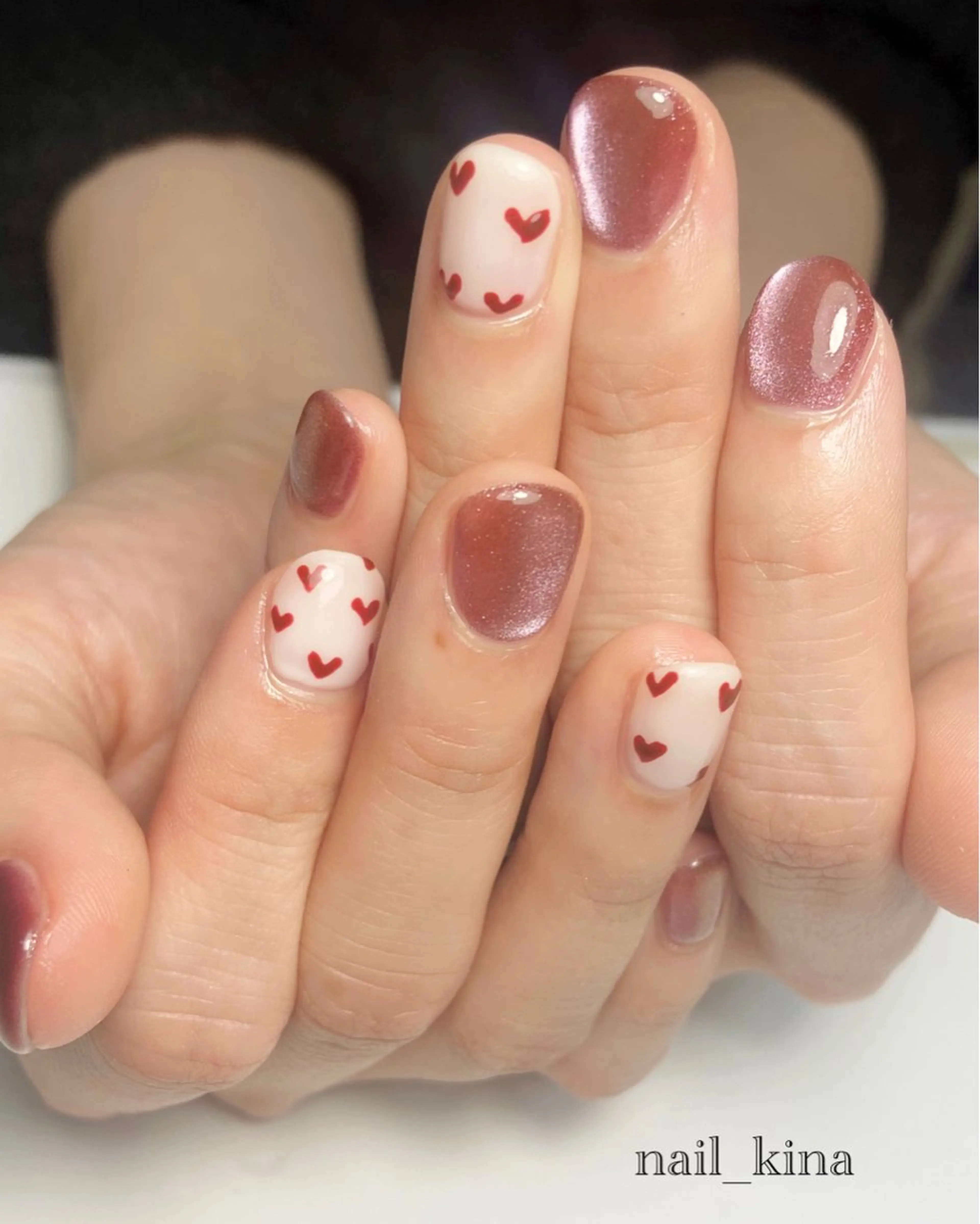 ネイル ハート 持ち込み nail_ kinaのネイルデザイン
