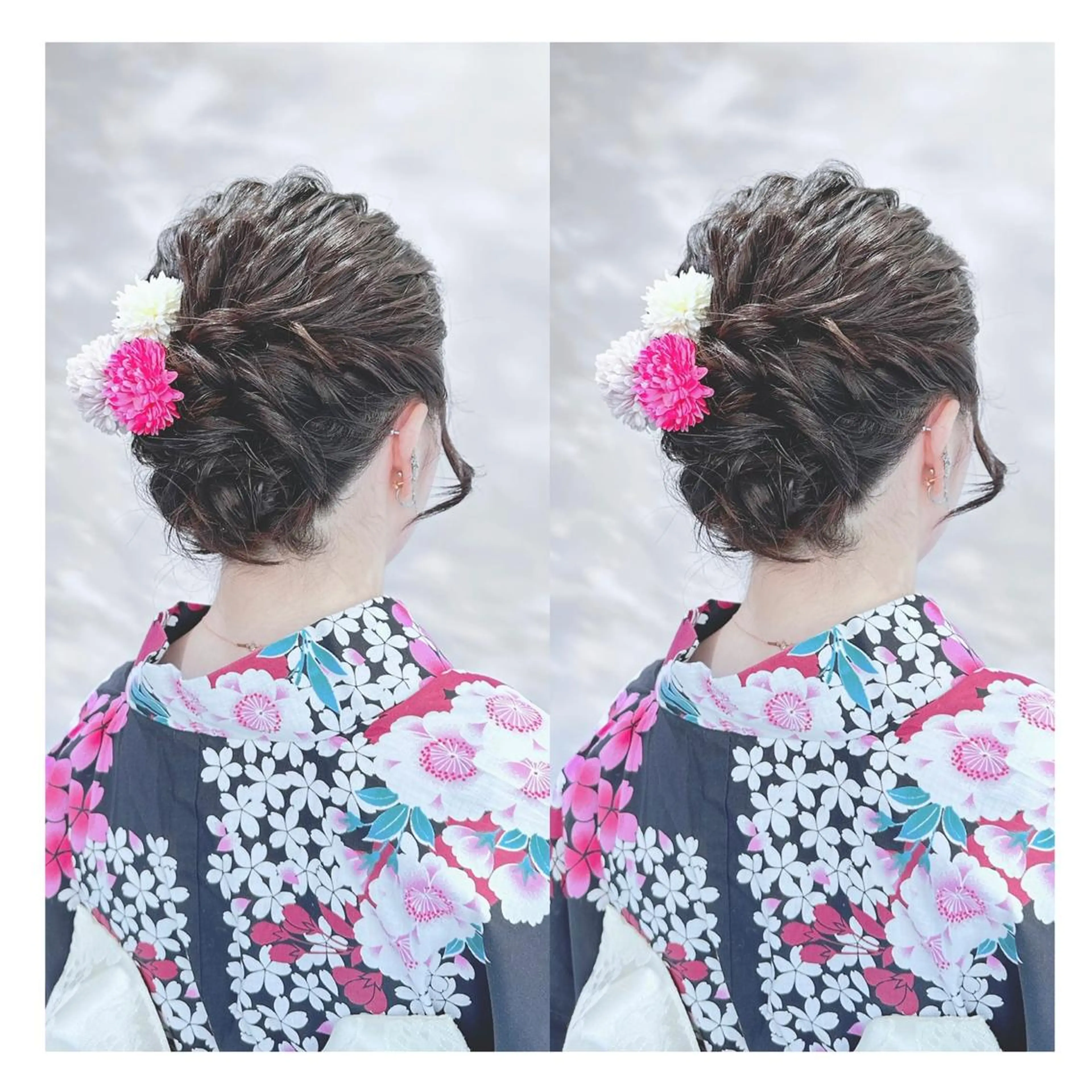 セミロング ヘアアレンジ 浴衣 着付け 🖤kana/艶髪/ 韓国風カラー🖤のヘアスタイル