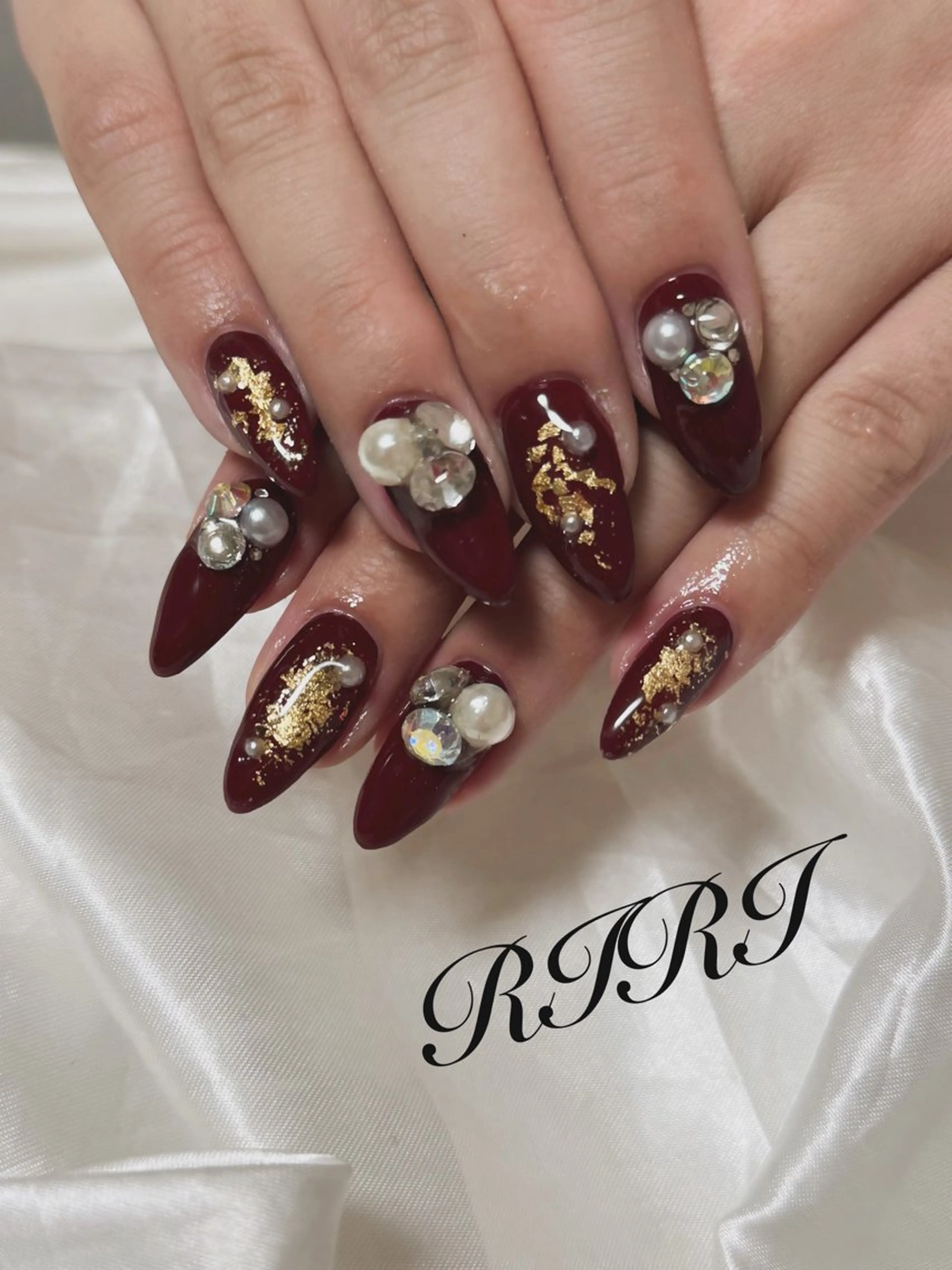 ネイル ボルドー ジェルネイル ロングネイル スカルプネイル シンプルネイル ハンドネイル riri オーナーのネイルデザイン