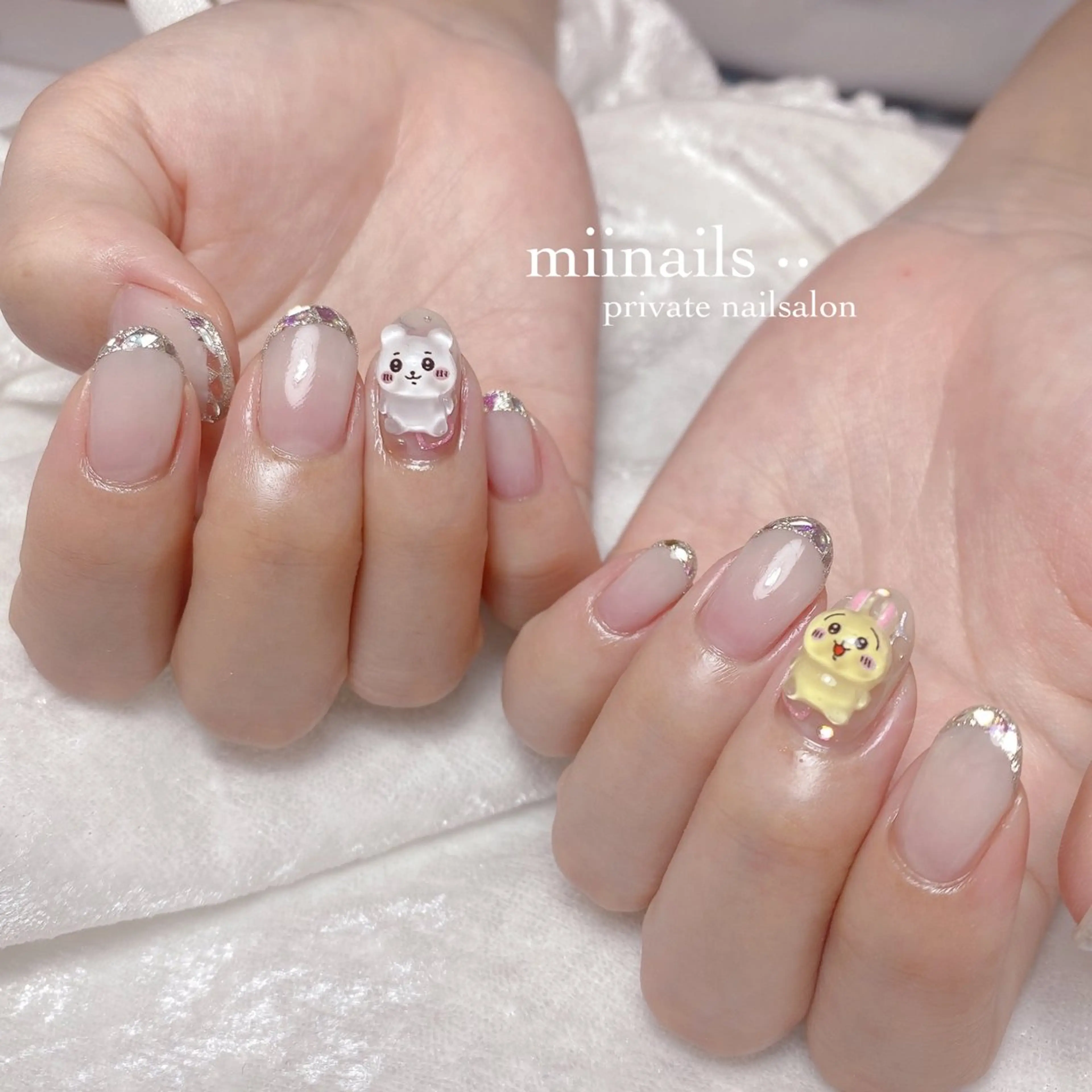 ネイル フレンチネイル 韓国ネイル ワンホンネイル ハンドネイル nailsalon miinailsのネイルデザイン