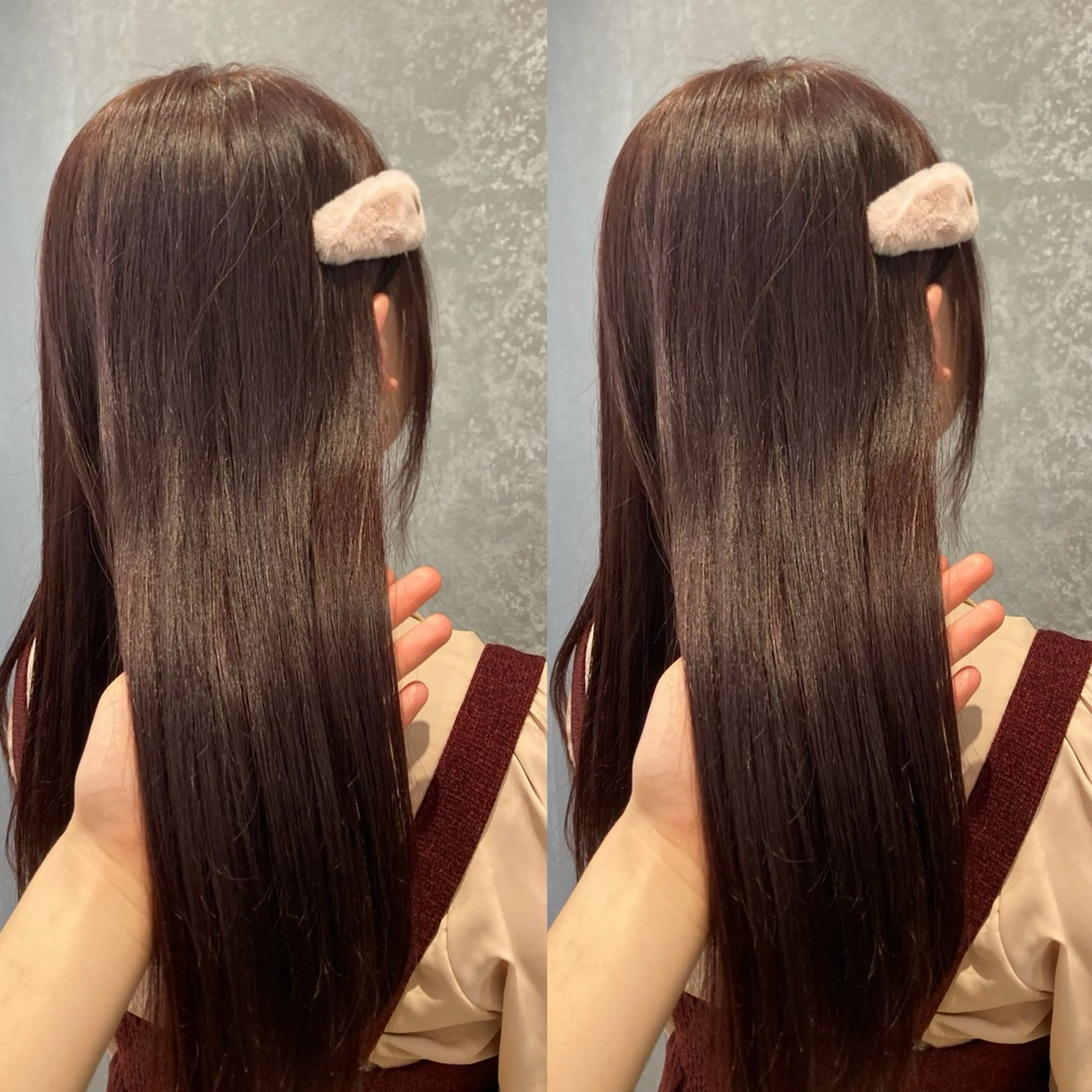 セミロング カラー ボルドーカラー ピンクカラー schon所属・み うのヘアスタイル