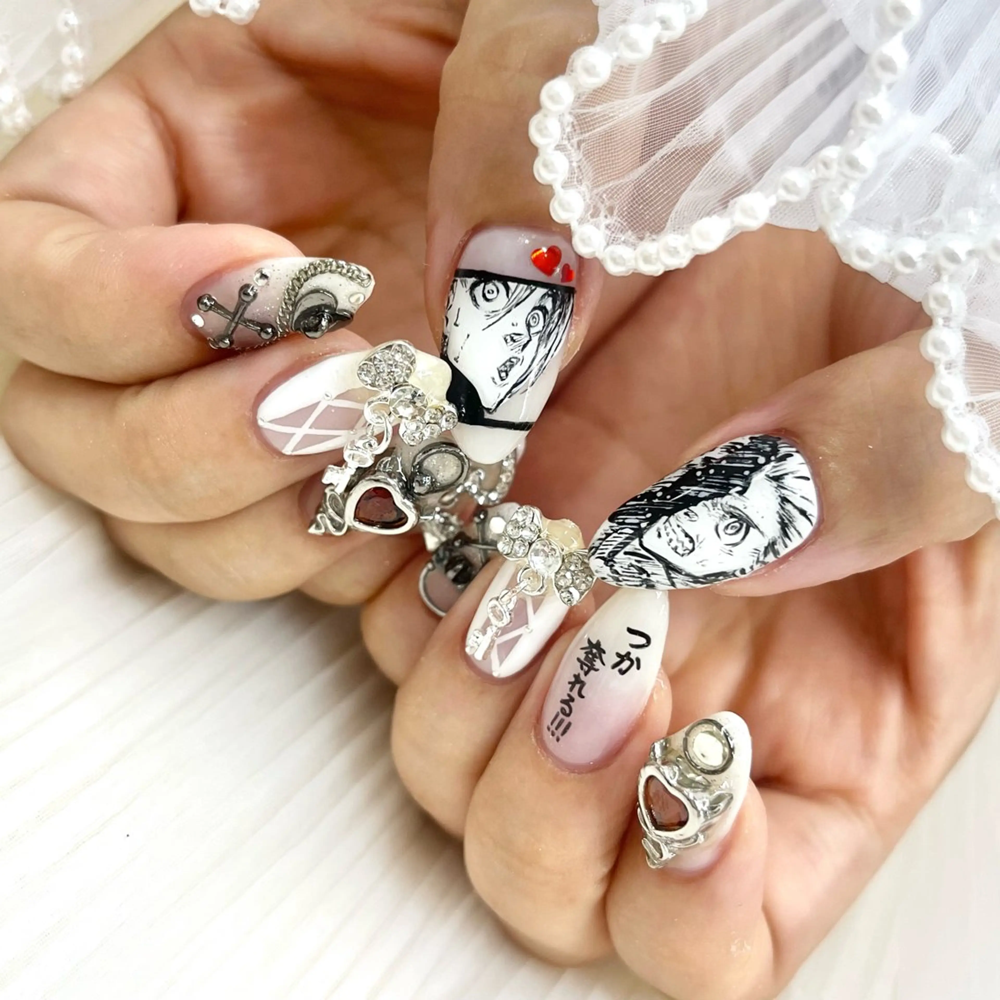 セミロング ネイル 持ち込み ハンドネイル 池袋痛ネイル Nok. 渡辺のネイルデザイン