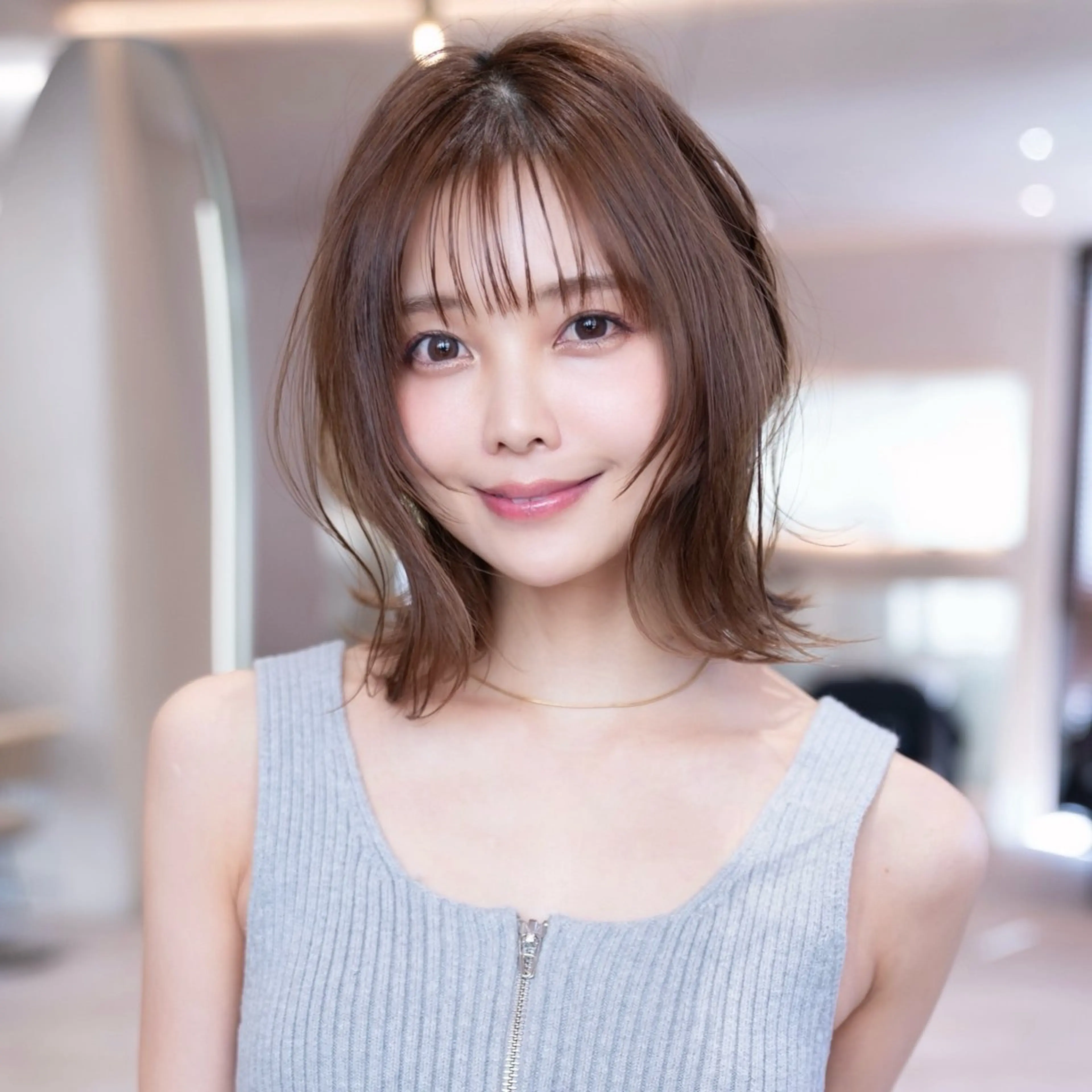 ミディアム カラー 切りっぱなしボブ ショートボブ ボブレイヤー 透明感カラー ボブ カット ヘアカラー トリートメント 田中航平/渋谷ボブ/ レイヤーボブのヘアスタイル