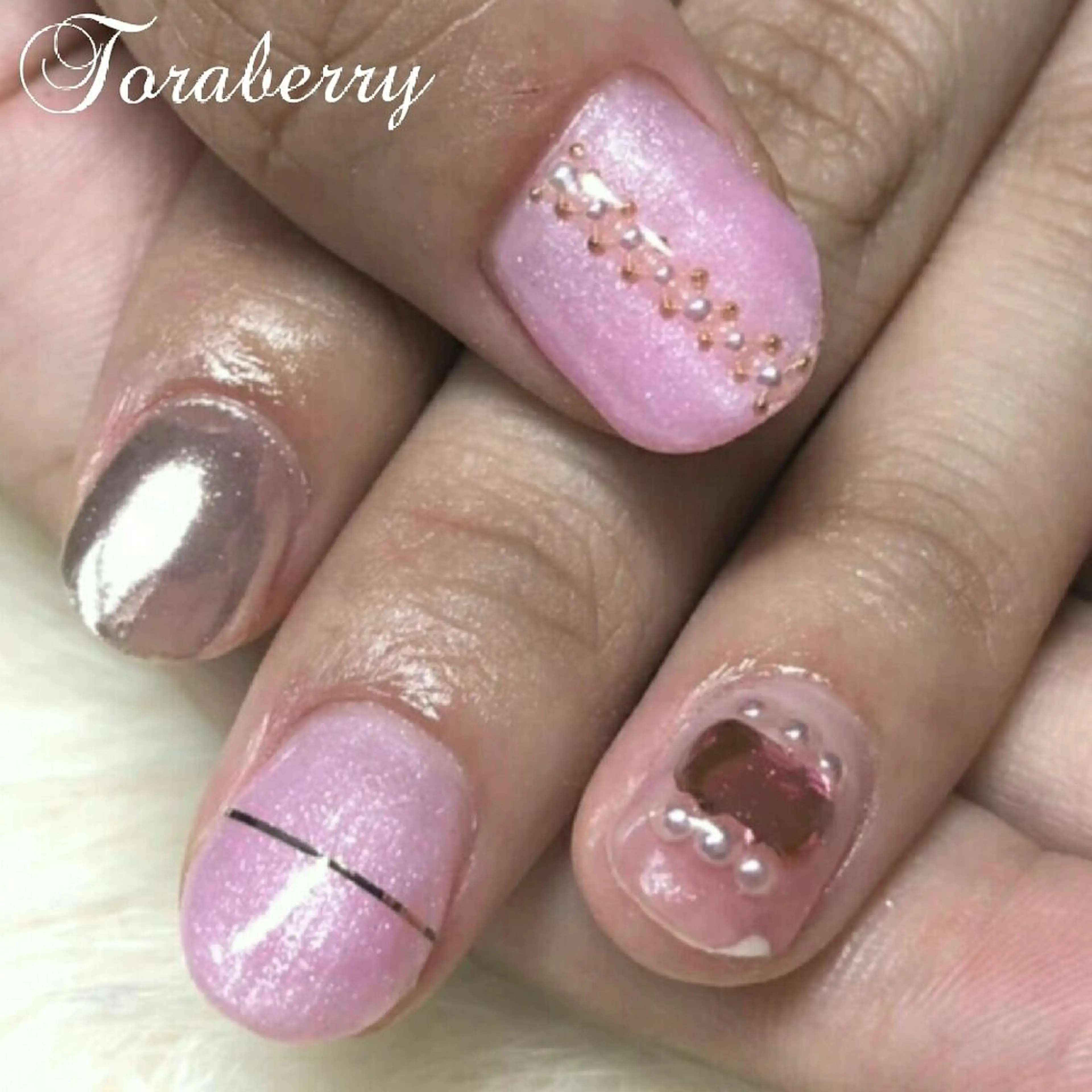 ネイル ピンク ハンドネイル ネイリスト なつみのネイルデザイン