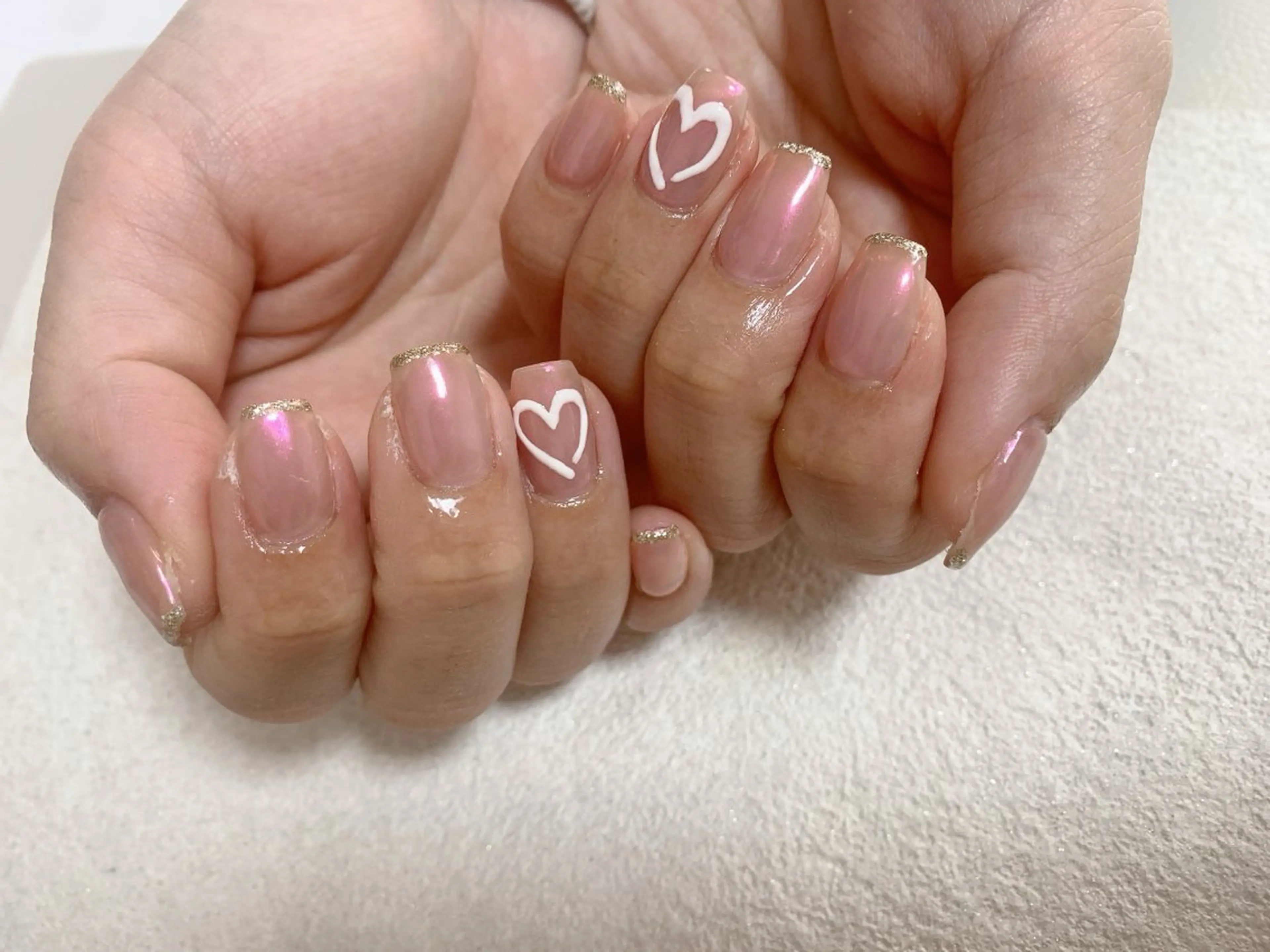 ネイル オーロラネイル ジェルネイル ハート 韓国ネイル メンズネイル kiki nail たまプラーザのネイルデザイン