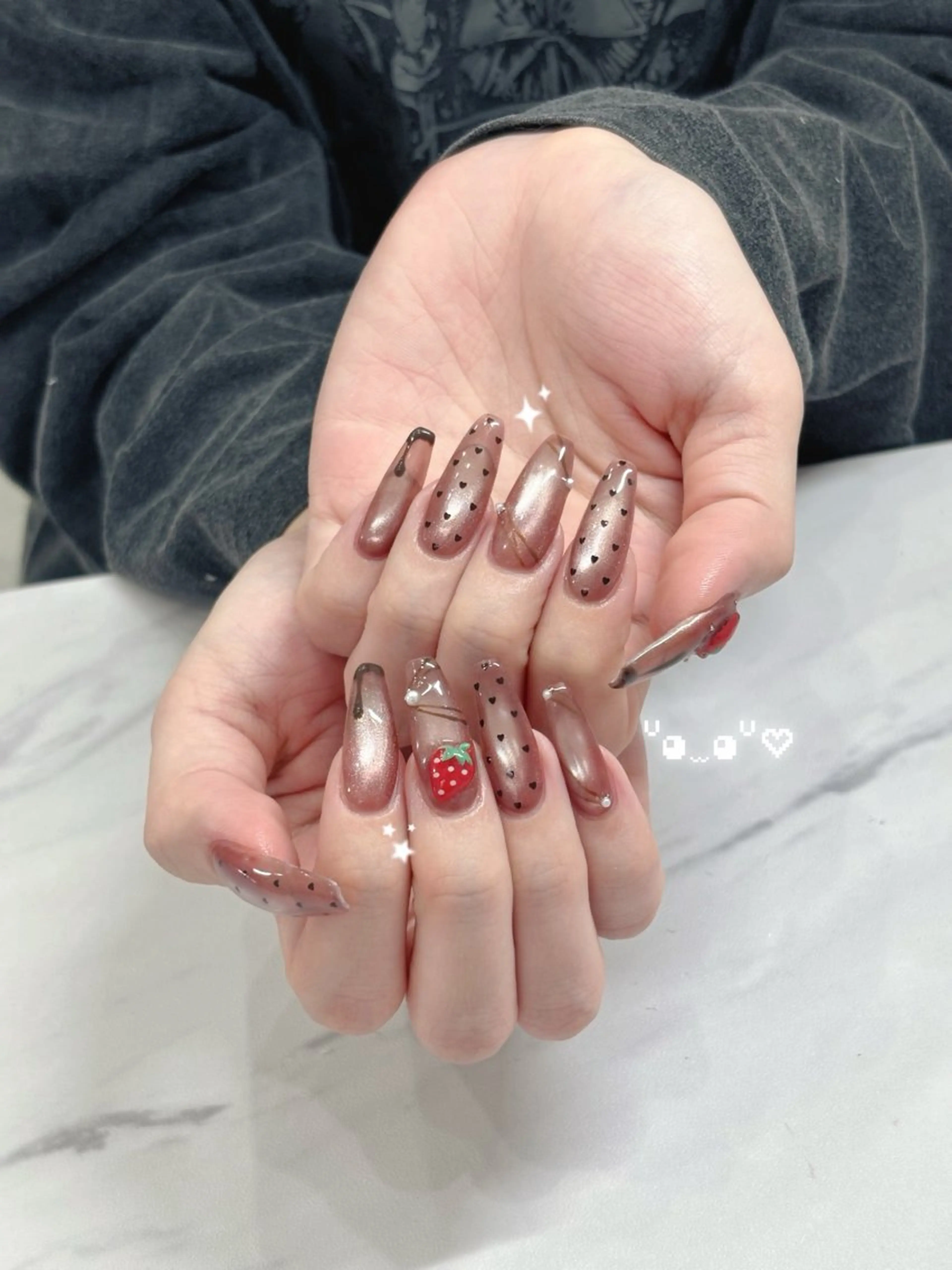 ネイル ロングネイル 持ち込み ハンドネイル 🩰ミキ/韓国♡ girlyネイル🩰のネイルデザイン