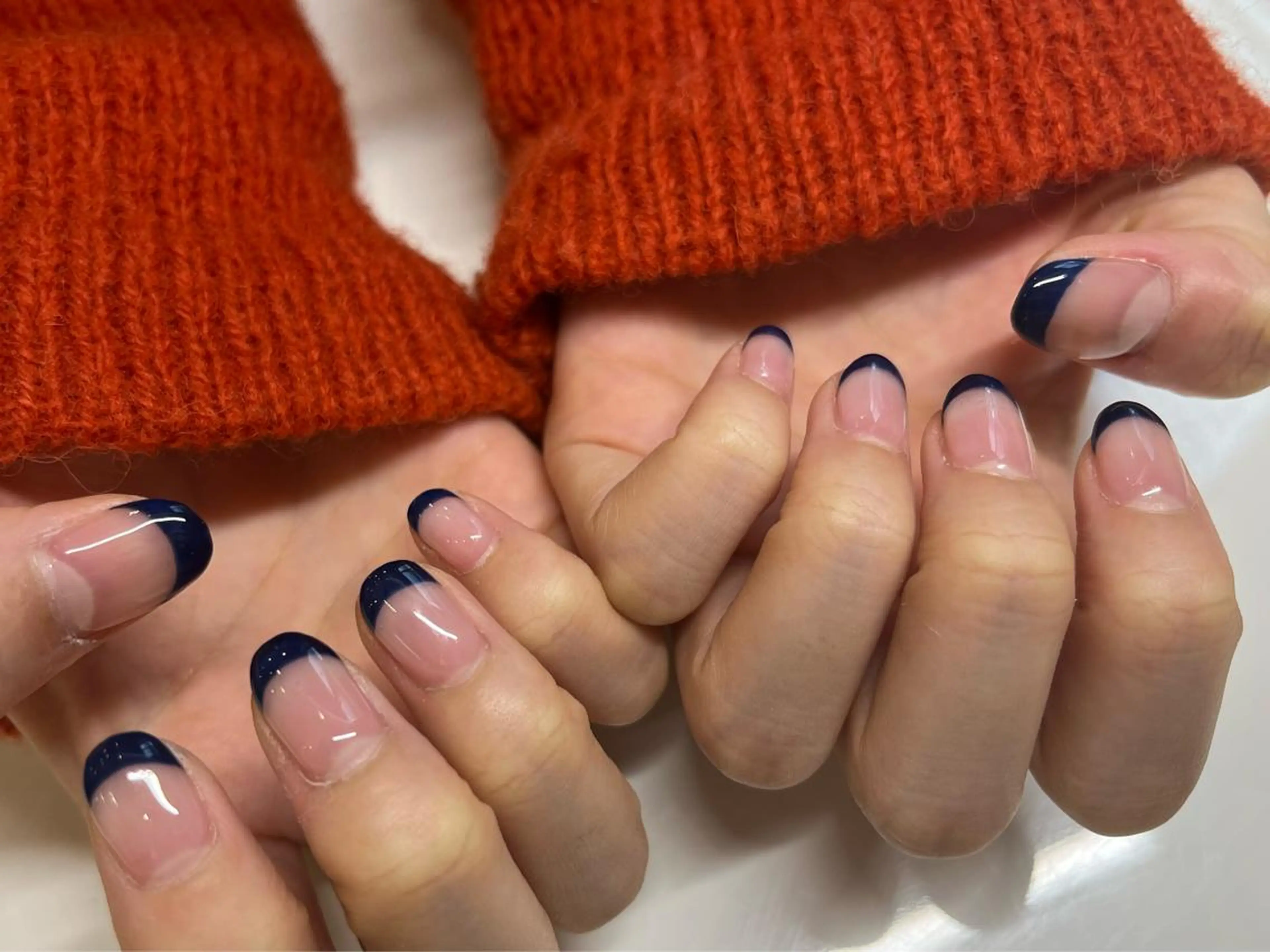 ネイル フレンチネイル ネイビー ハンドネイル 山本 杏香のネイルデザイン