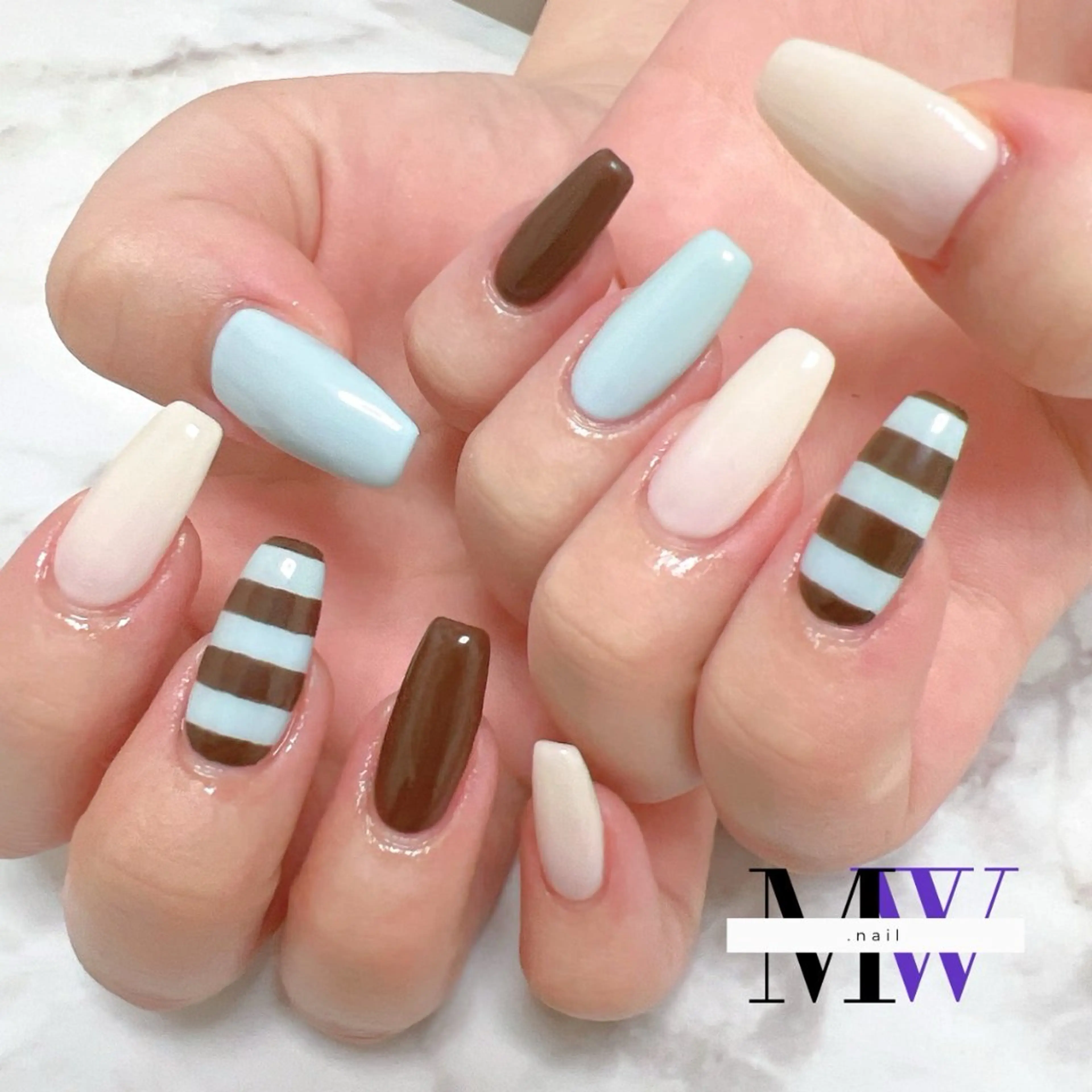 ネイル アートネイル ボーダー ハンドネイル MW .nailのネイルデザイン