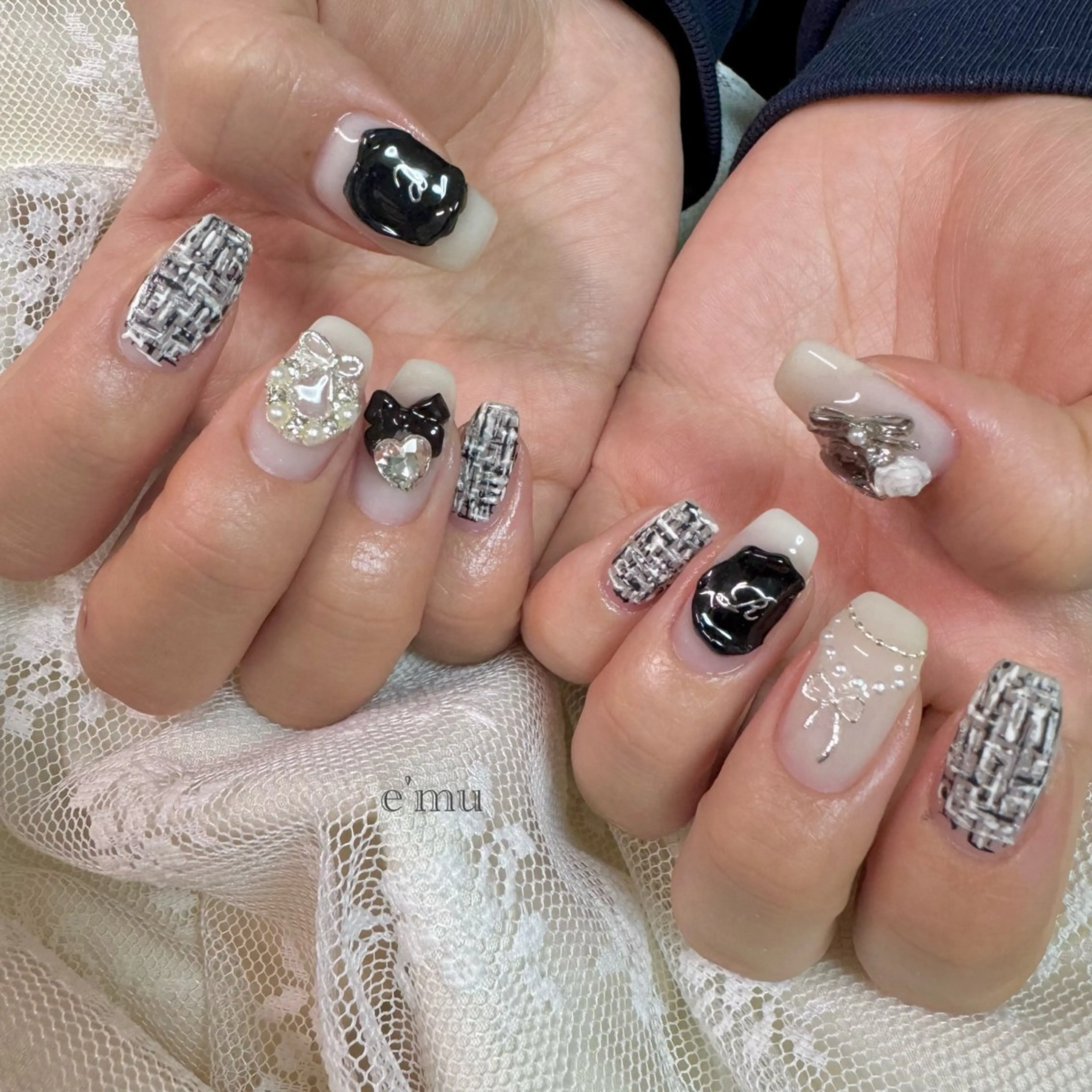 ネイル フレンチネイル ガーリー ハンドネイル nail salon e'mu💐のネイルデザイン