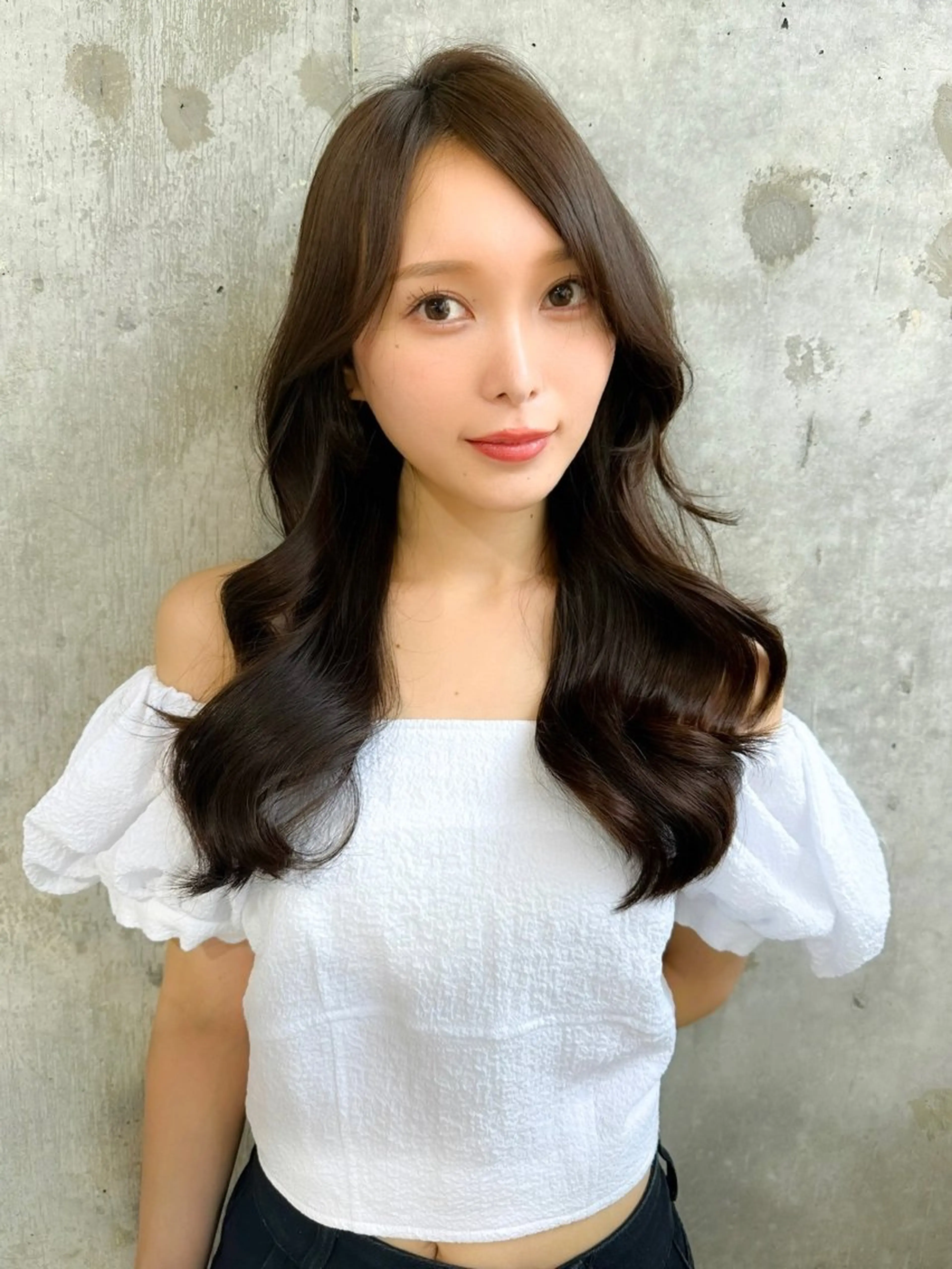 セミロング カラー カット ヘアカラー トリートメント ヘッドスパ 髪質改善/韓国ヘア レイヤー/新宿/ロミのヘアスタイル