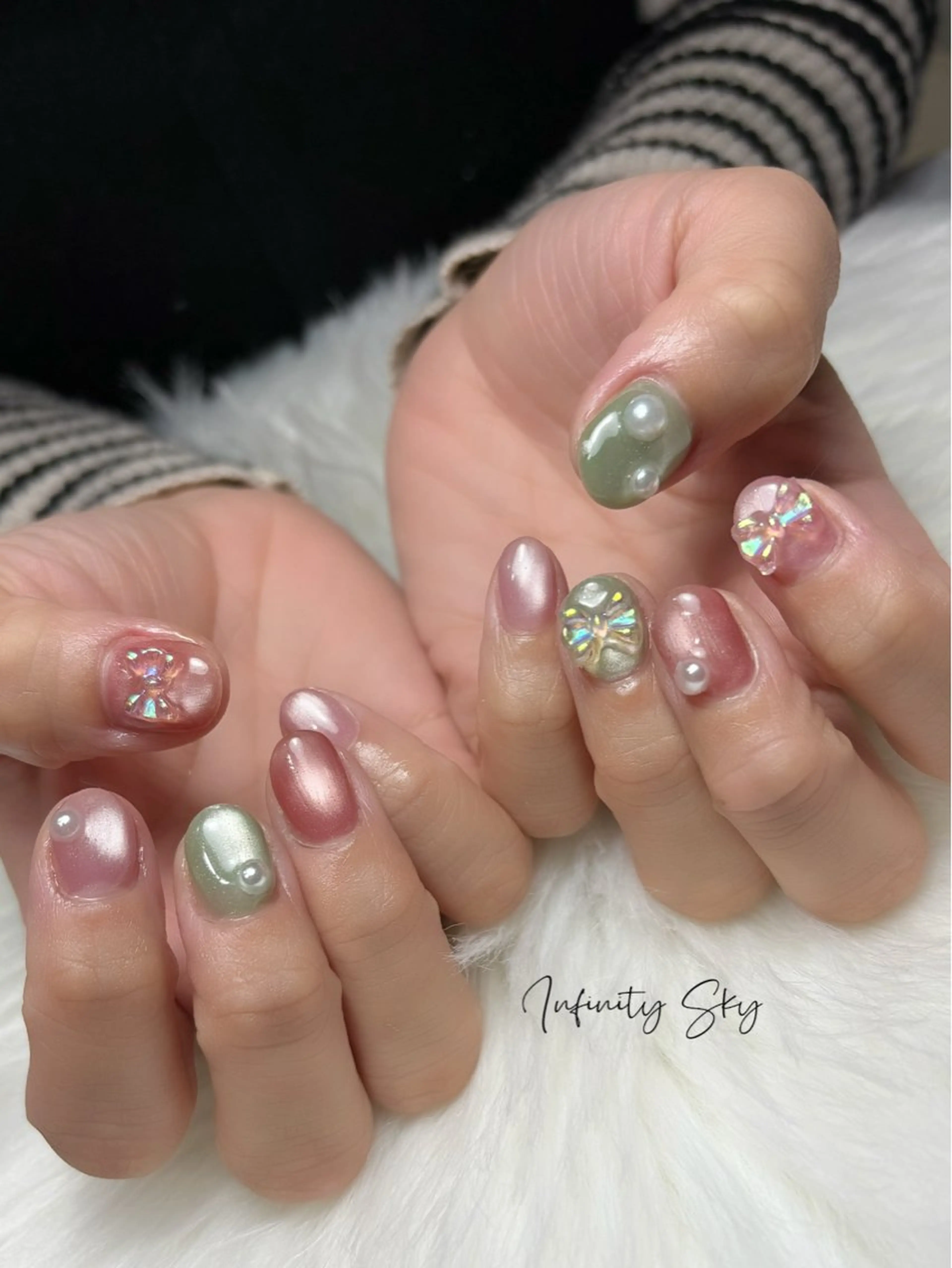 ネイル リボン 春ネイル infinity skyのネイルデザイン