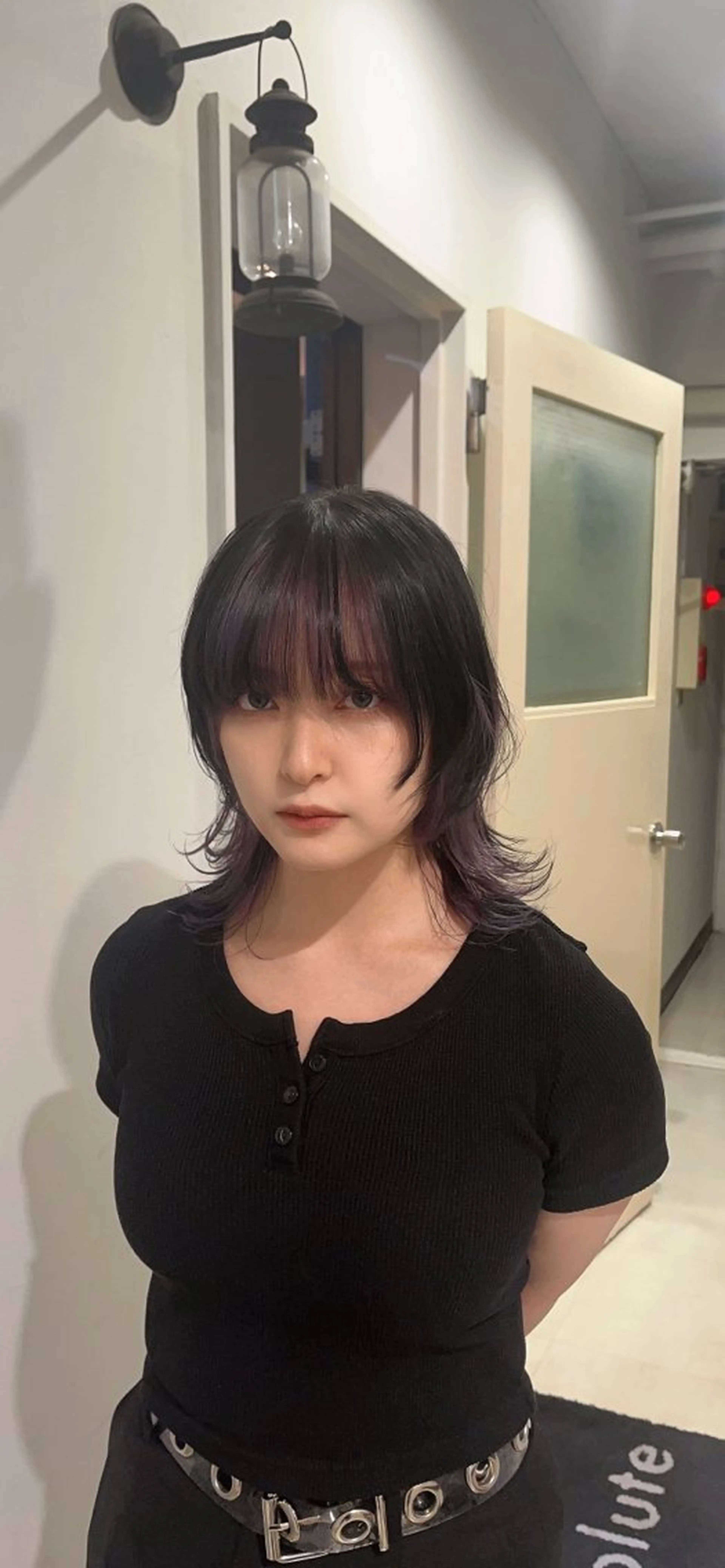 ミディアム パープルカラー ウルフカット カット トリートメント ウルフ/レイヤー /パーマ/島田陽稀のヘアスタイル