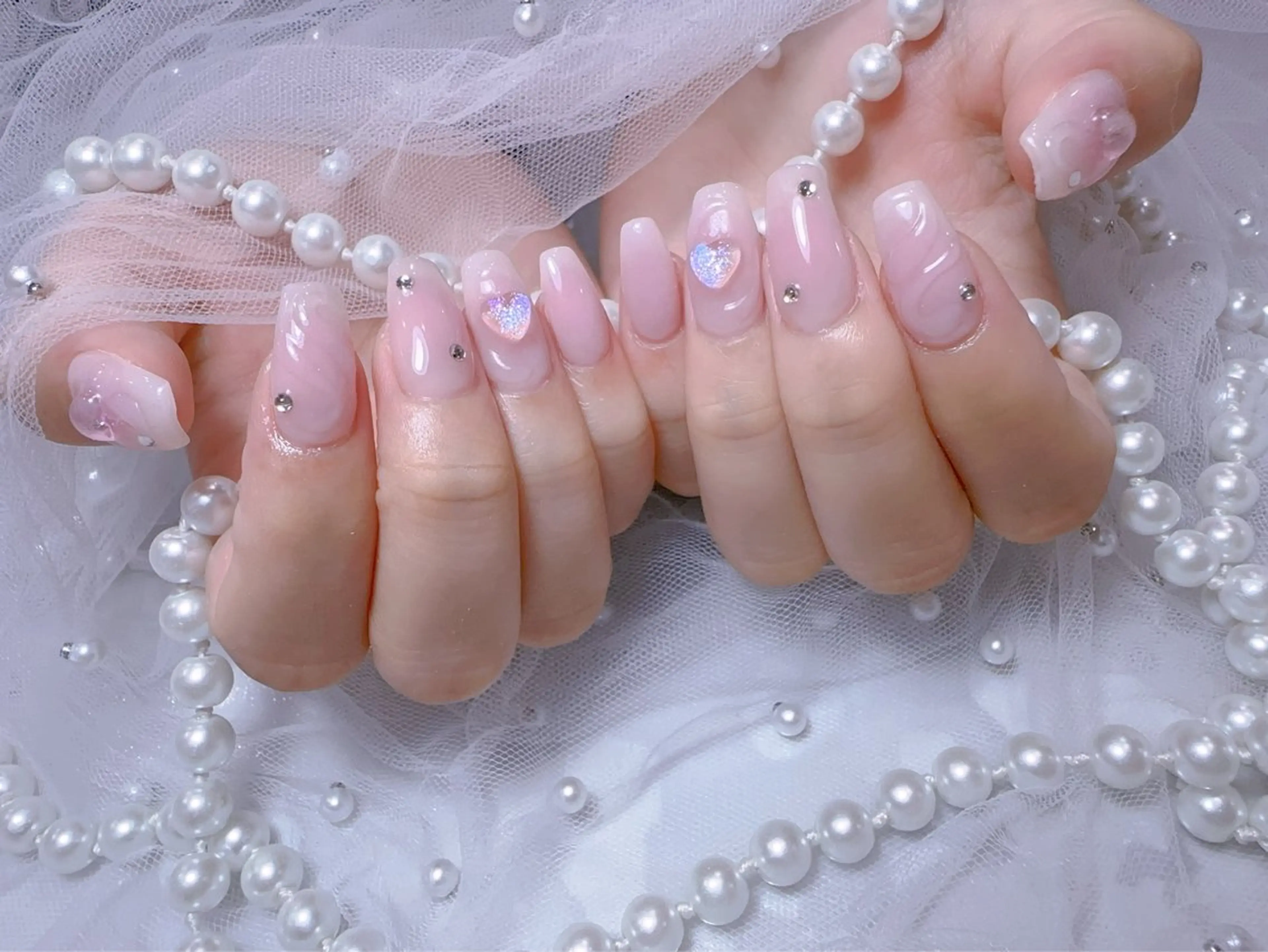 ネイル アートネイル フラッシュネイル フレンチネイル ジェルネイル ガラスフレンチ ハンドネイル You&Me Miyuのネイルデザイン