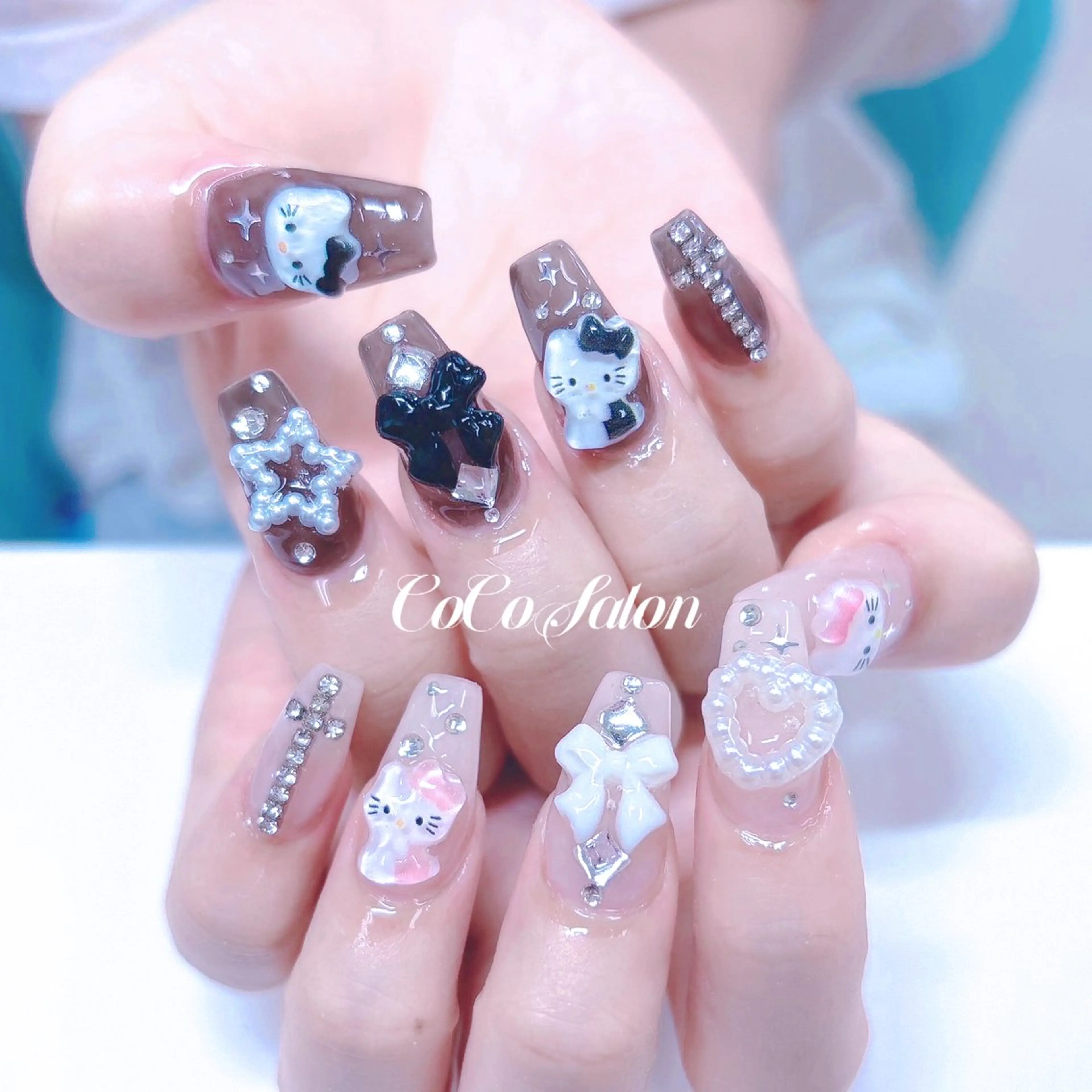 ネイル ハート リボン ハンドネイル CoCoSalon ネイル/まつ毛予約のネイルデザイン