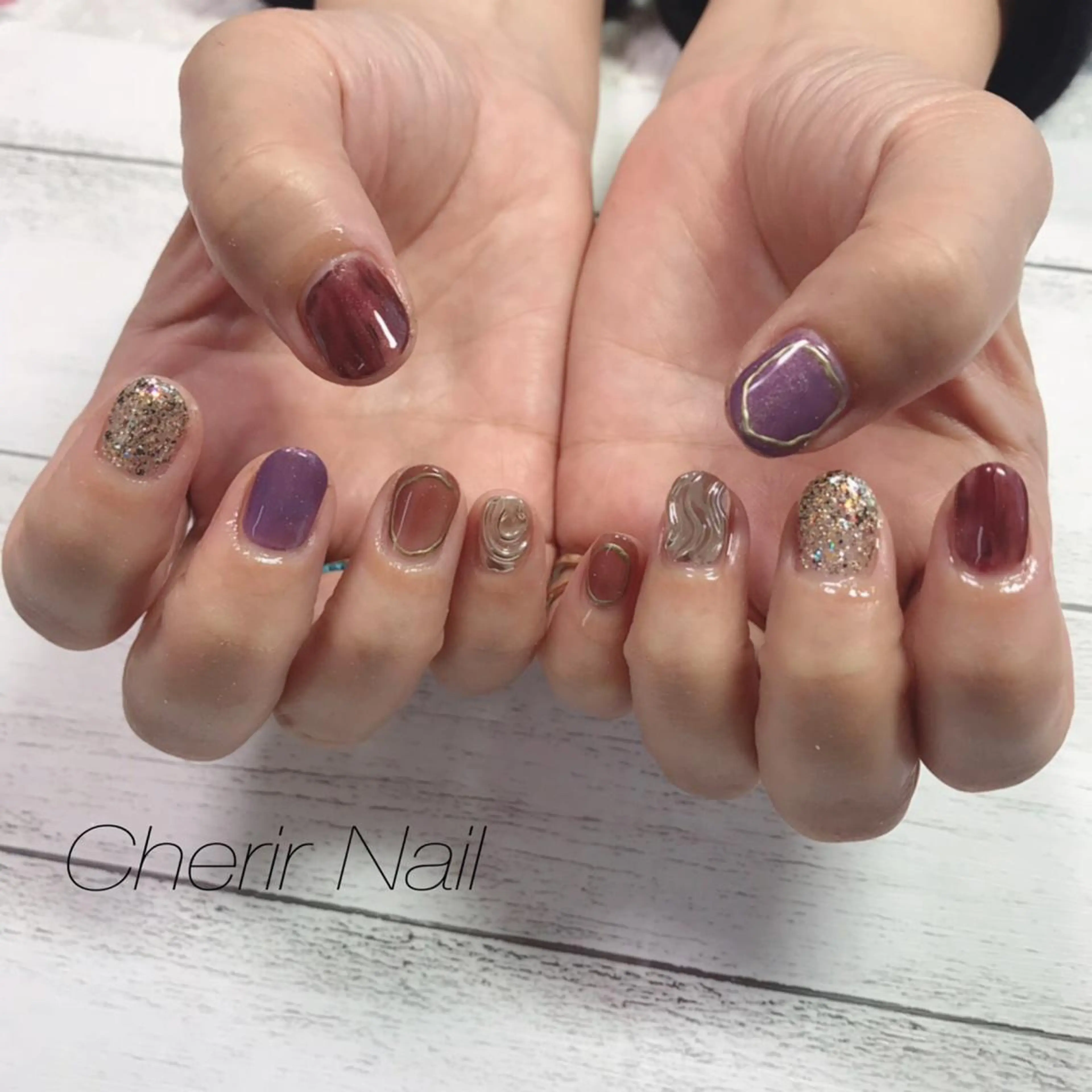 ネイル アートネイル ラメ(グリッター) ミラーネイル ニュアンスネイル ワンカラーネイル Cherirnail kaoriのネイルデザイン