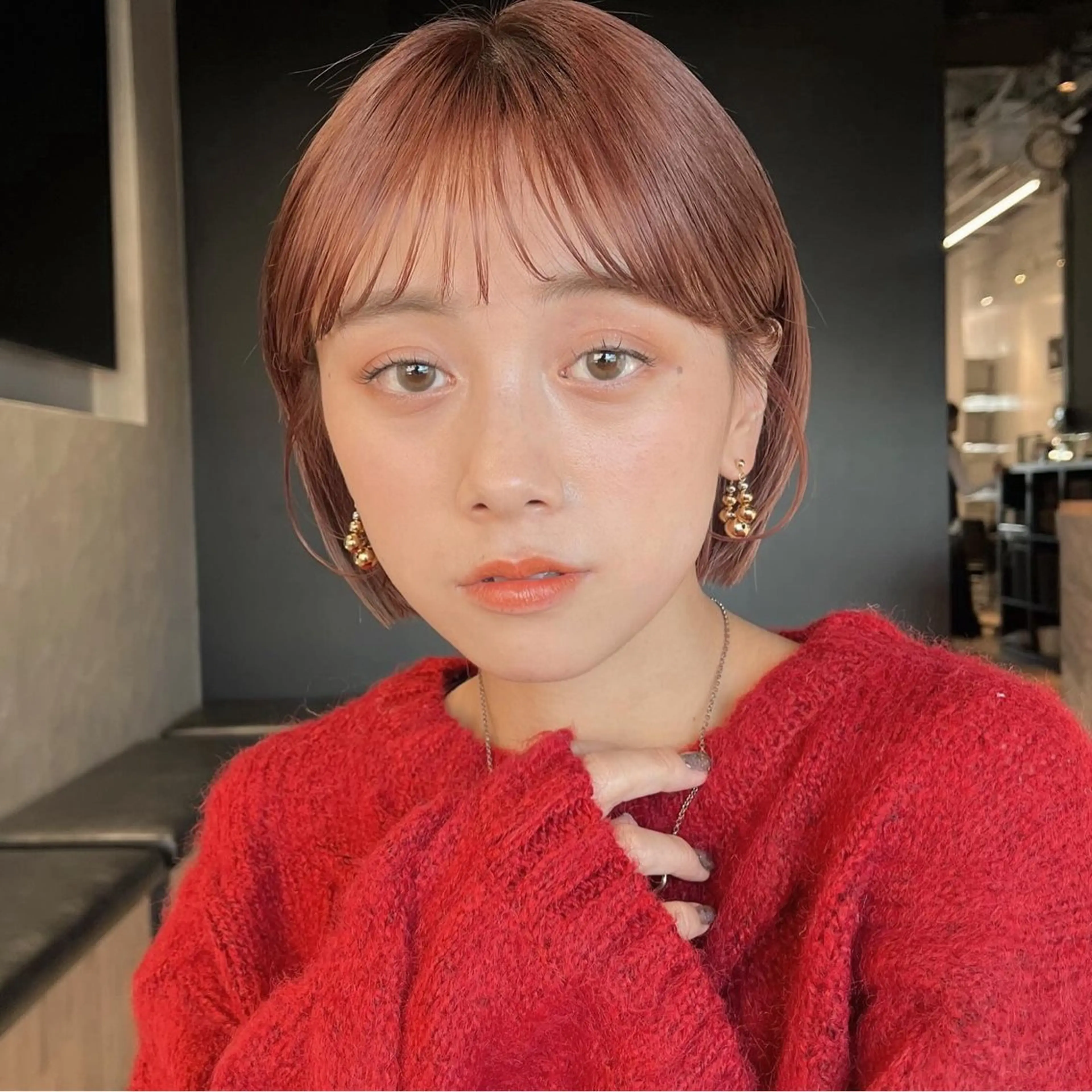 ショート カラー ヘアアレンジ ボブ 🌱ボブ/レイヤー/ ベージュ/あやみ✨のヘアスタイル