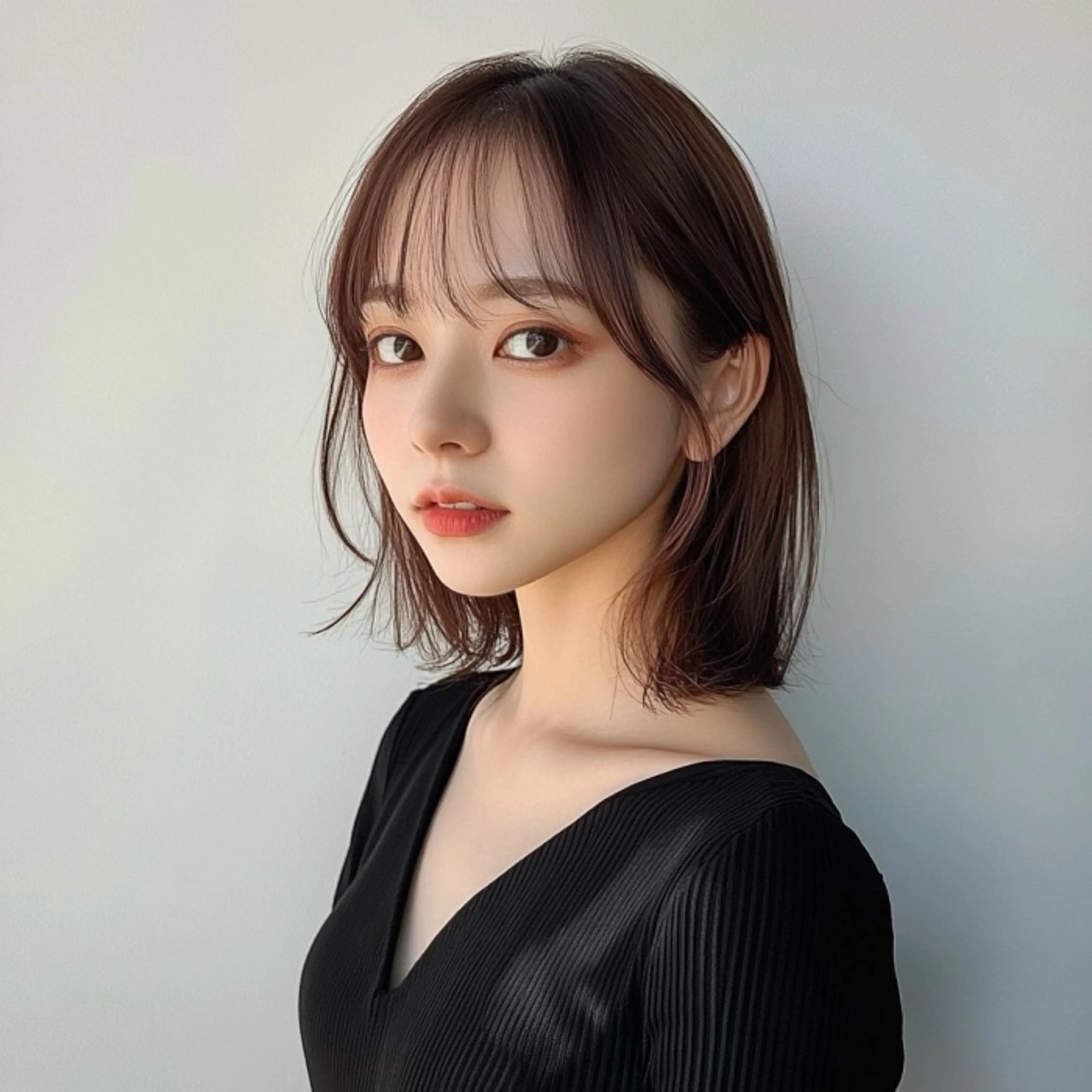 ミディアム ボブ くびれヘア カット ヘアカラー トリートメント mua 鳳のヘアスタイル