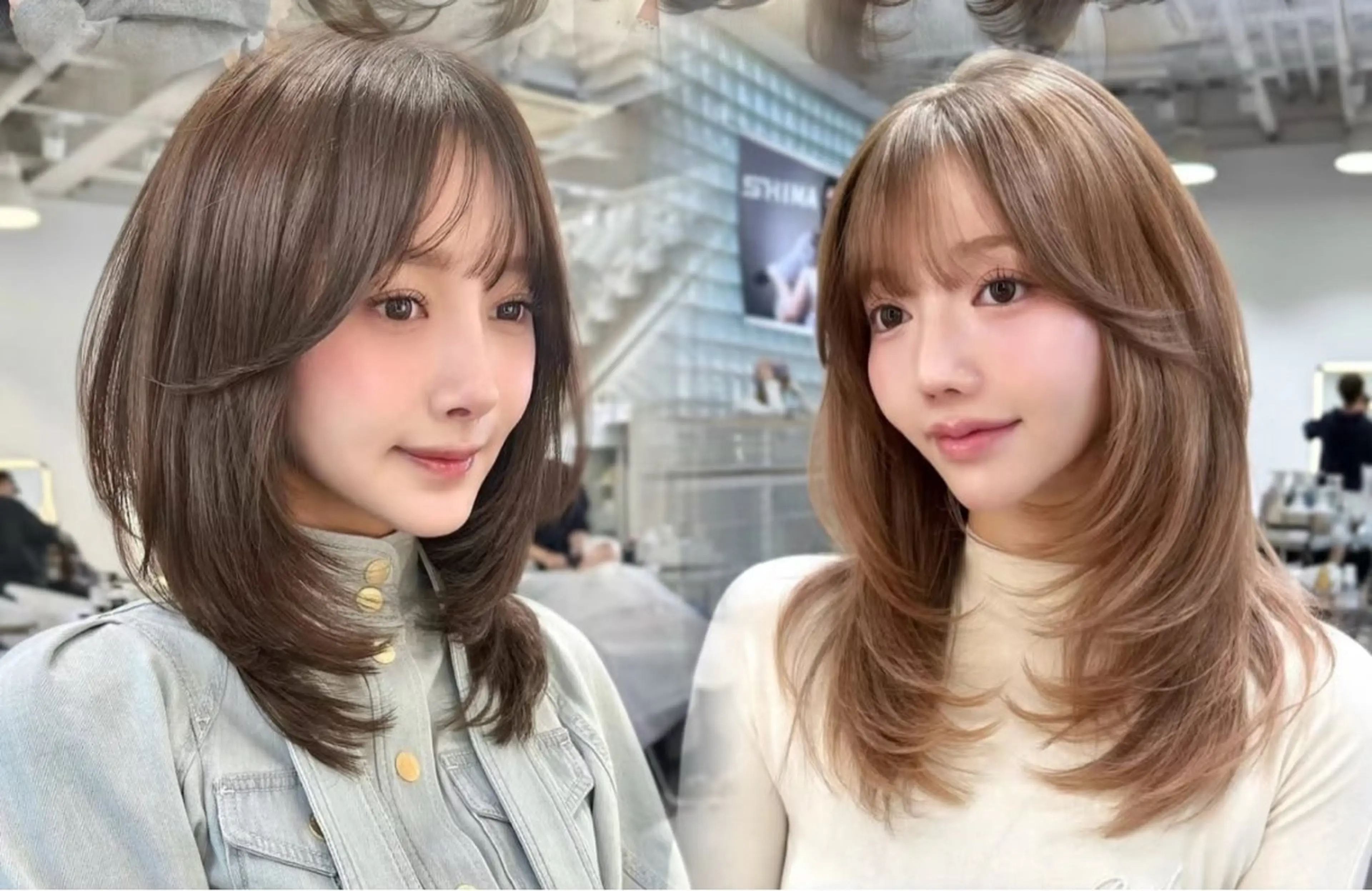 ロング カラー ブリーチ ケアカラー ブリーチなしカラー 顔周りカット 髪質改善 カット ヘアカラー トリートメント ヘアセット ARMONY表参道店所属・韓国風レイヤーカラー ライムのヘアスタイル
