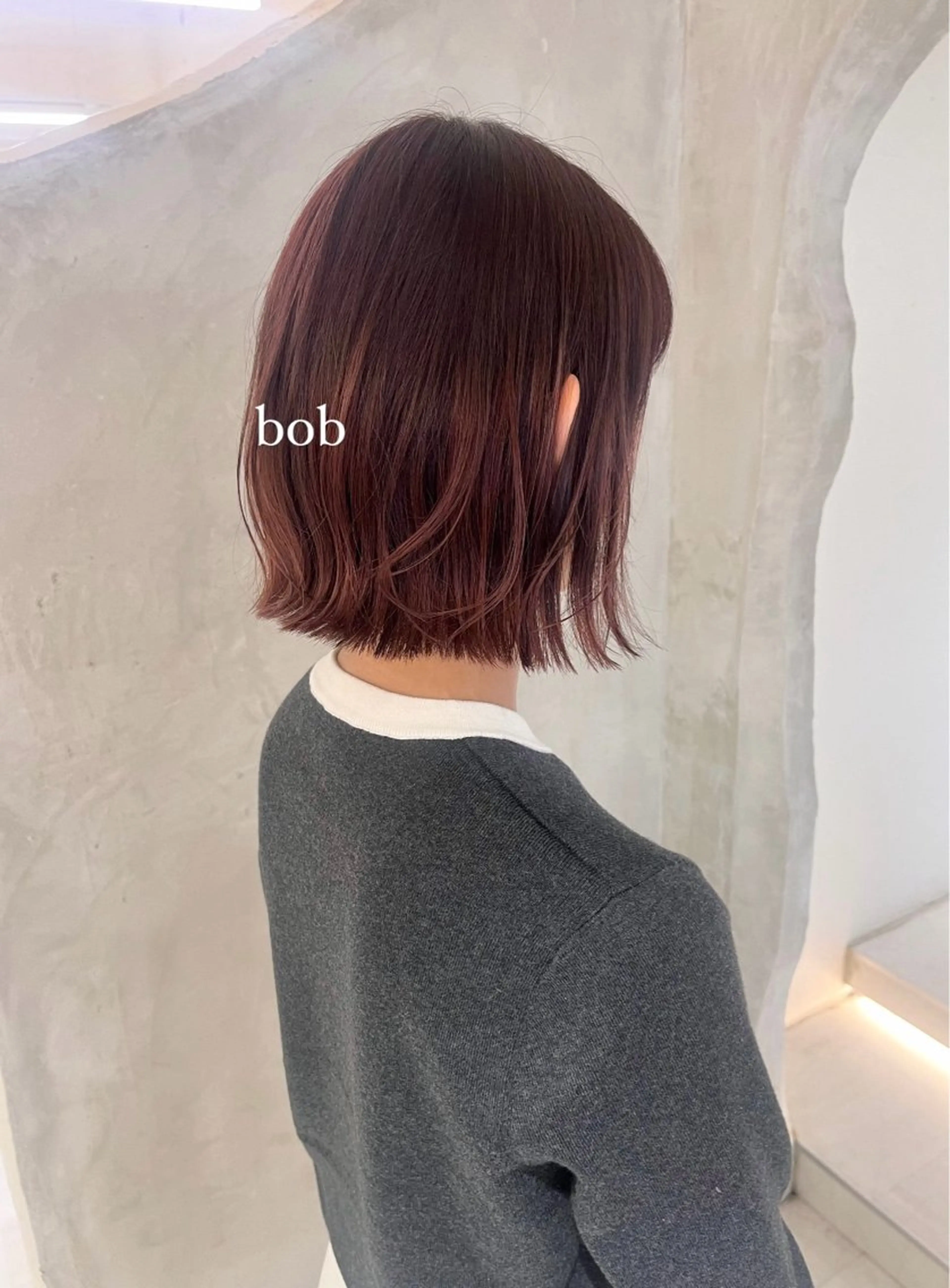 ミディアム カラー 切りっぱなしボブ レッドカラー ボブ カット effect横浜所属・切りっぱなしボブ/ 艶カラー/綾莉のヘアスタイル