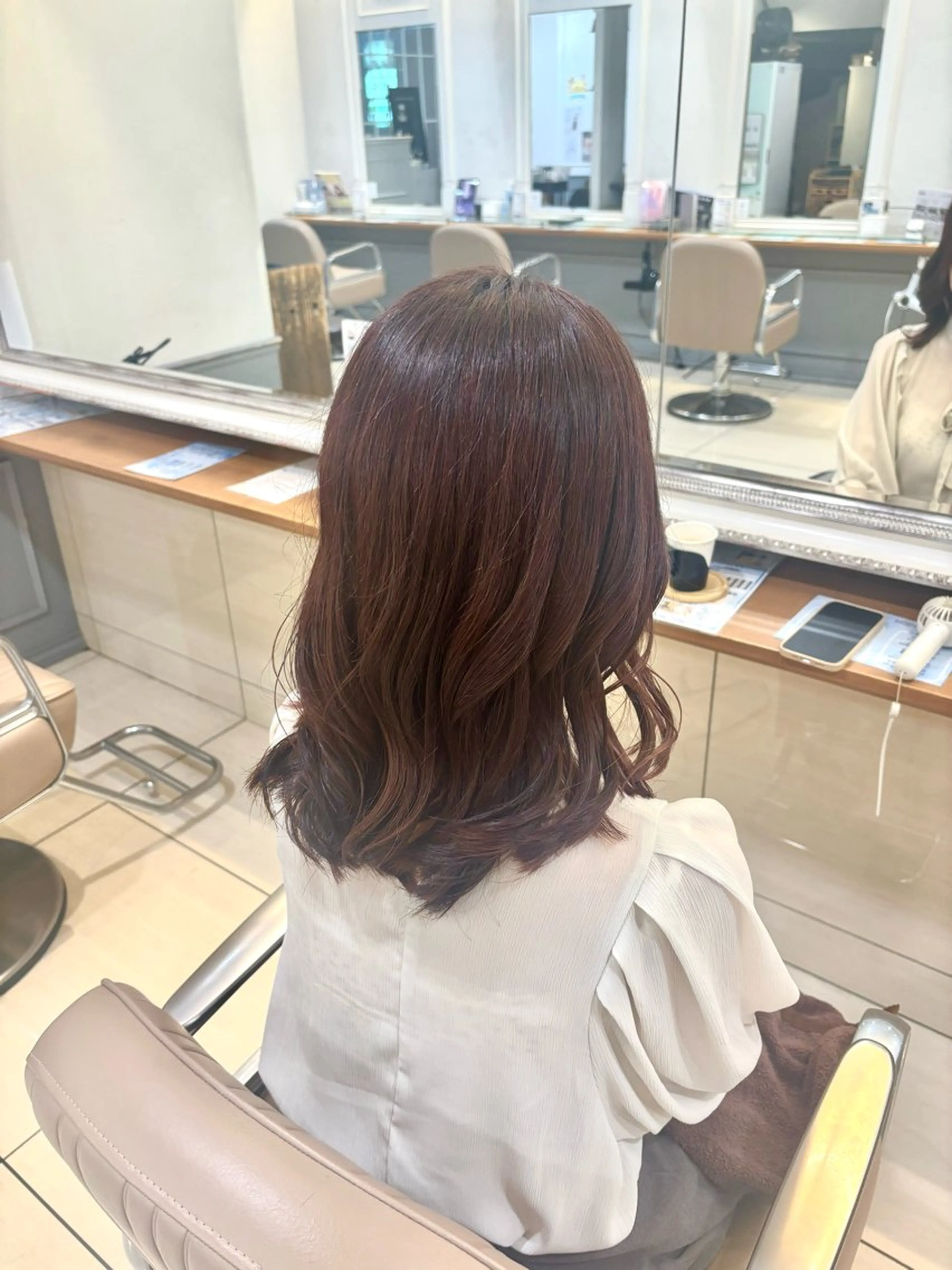 ミディアム カラー ブラウンカラー ピンクカラー ピンクブラウン ヘアカラー カラー🎀ブリーチ 🎀Honoka🎀のヘアスタイル