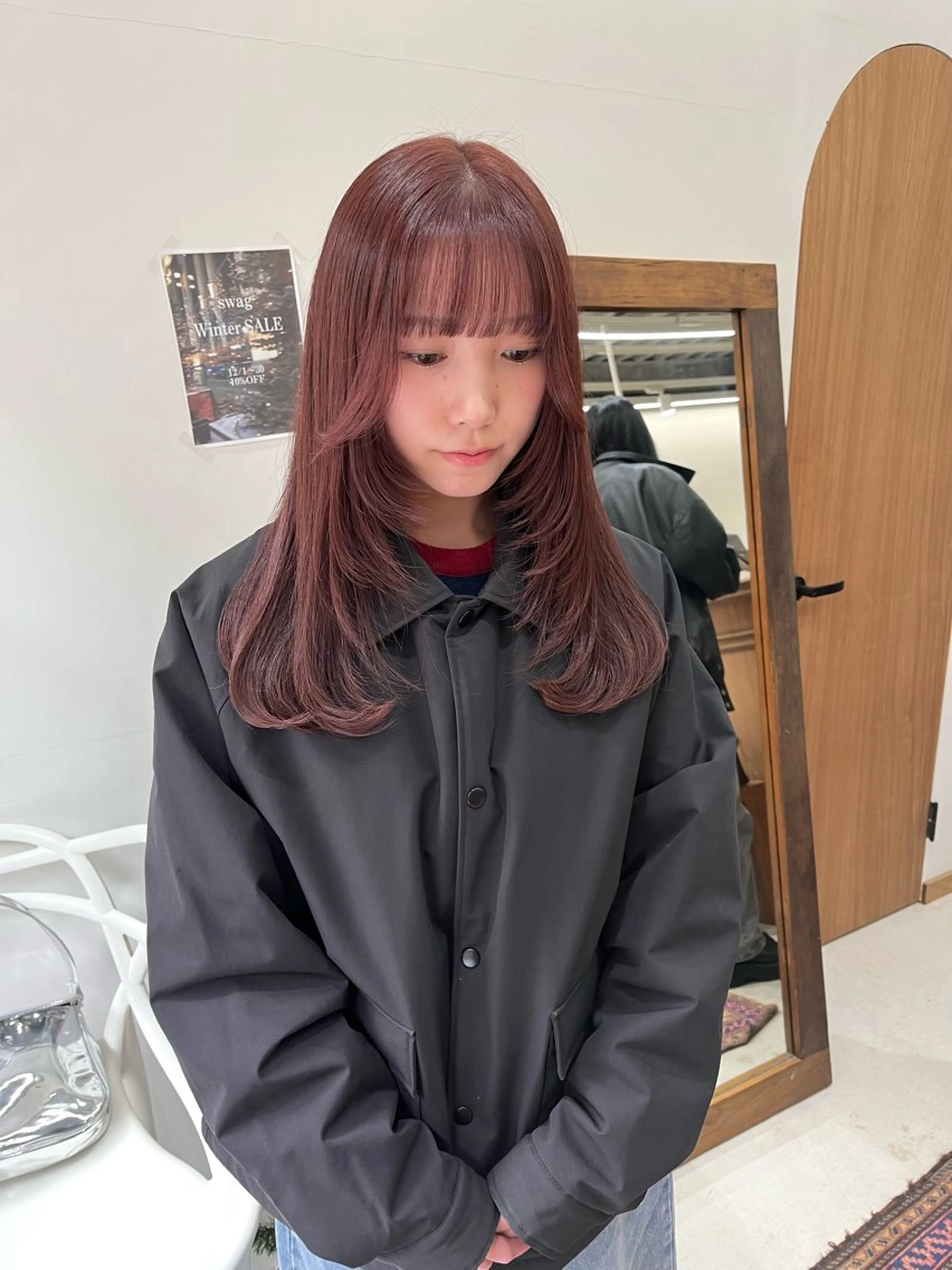 セミロング カラー ヘアアレンジ ブリーチ ダブルカラー ブリーチなしカラー レイヤーカット esu 心斎橋店所属・ena/ブリーチなし 心斎橋・ベージュ🎀のヘアスタイル