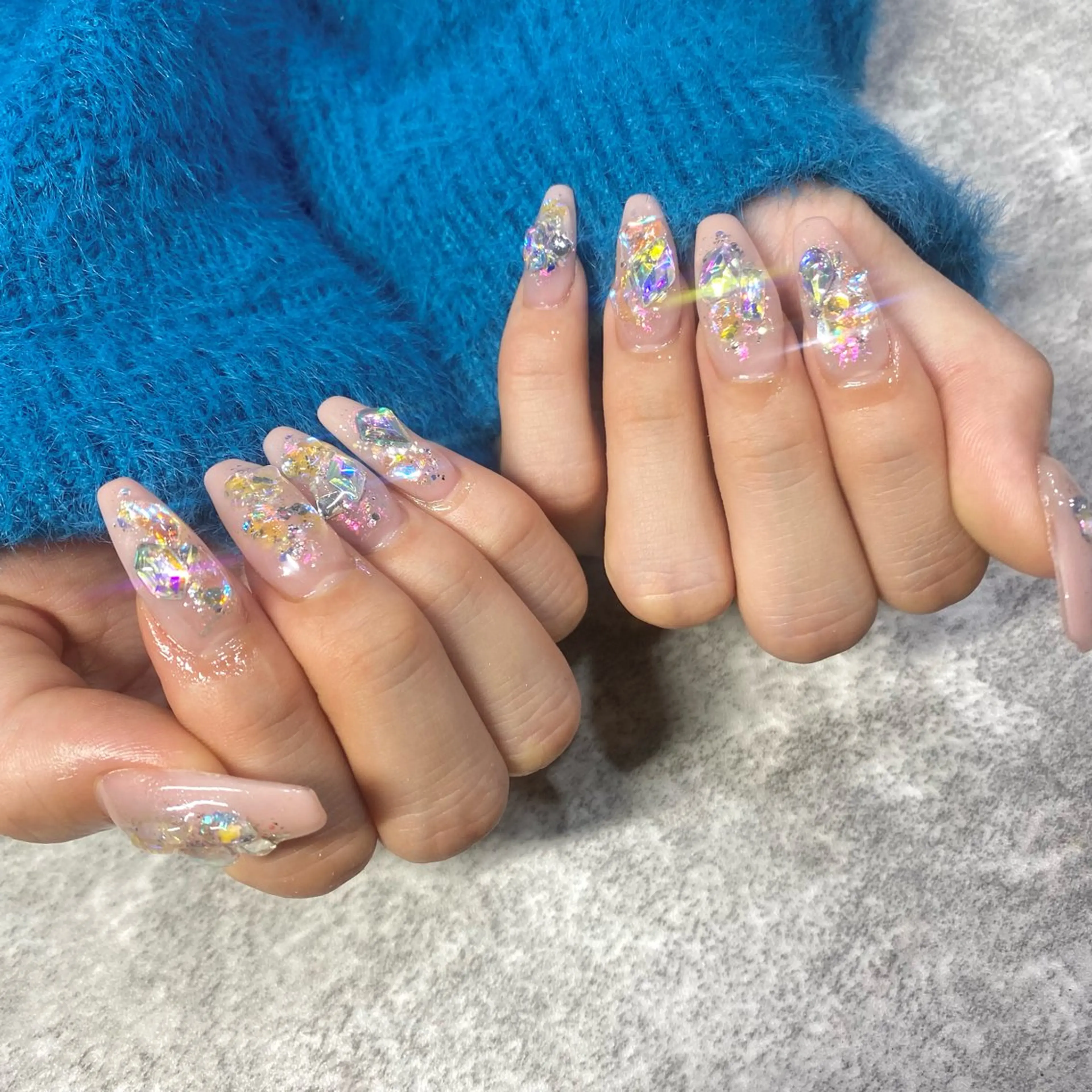 ネイル 氷ネイル・うるうるネイル 持ち込み ストーンネイル その他(ネイル) ★Rinail... .のネイルデザイン