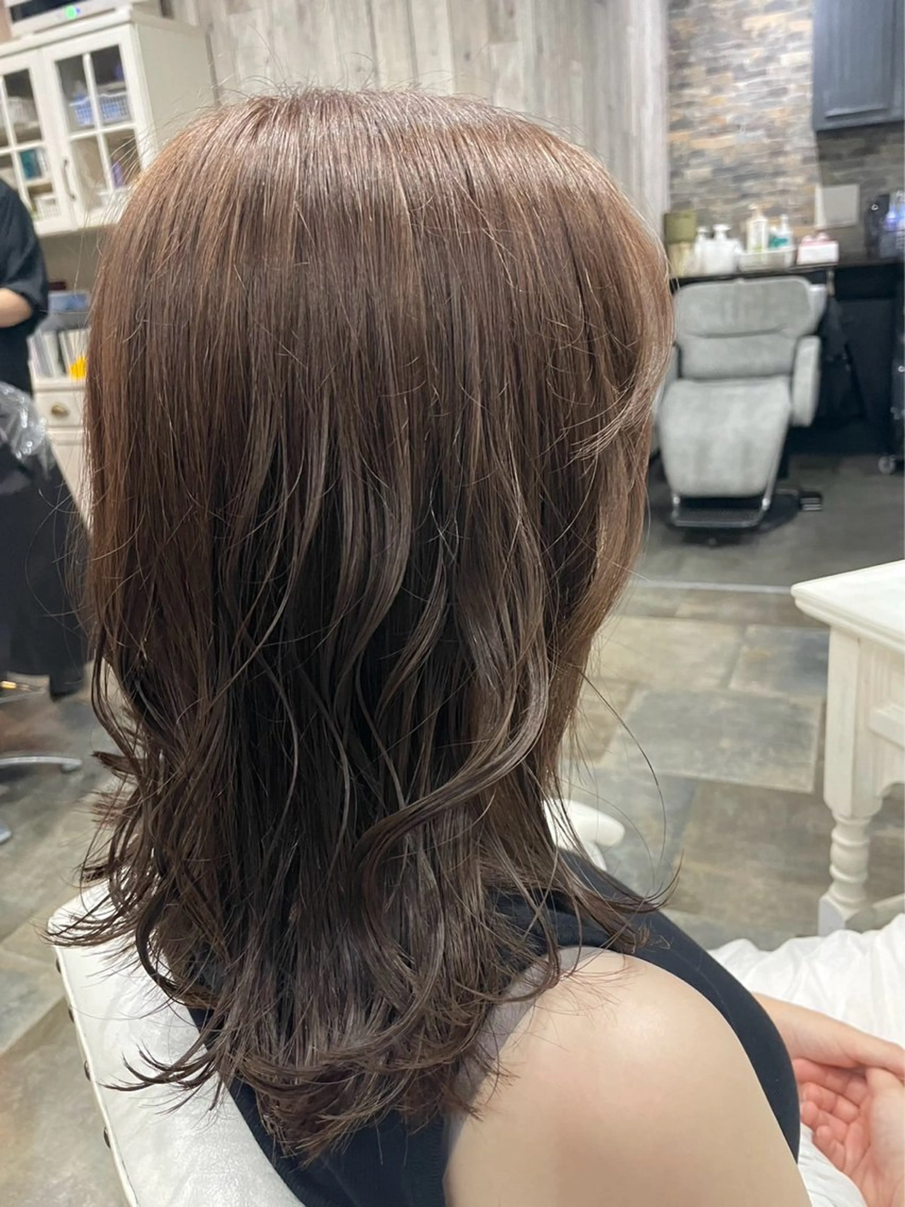 ミディアム ボブレイヤー ミディアムパーマ ミストバング ボブ ハイライト The Apartment of Solon Citta 船橋609所属・髪質改善/縮毛矯正/ 美髪/個室/ハラのヘアスタイル