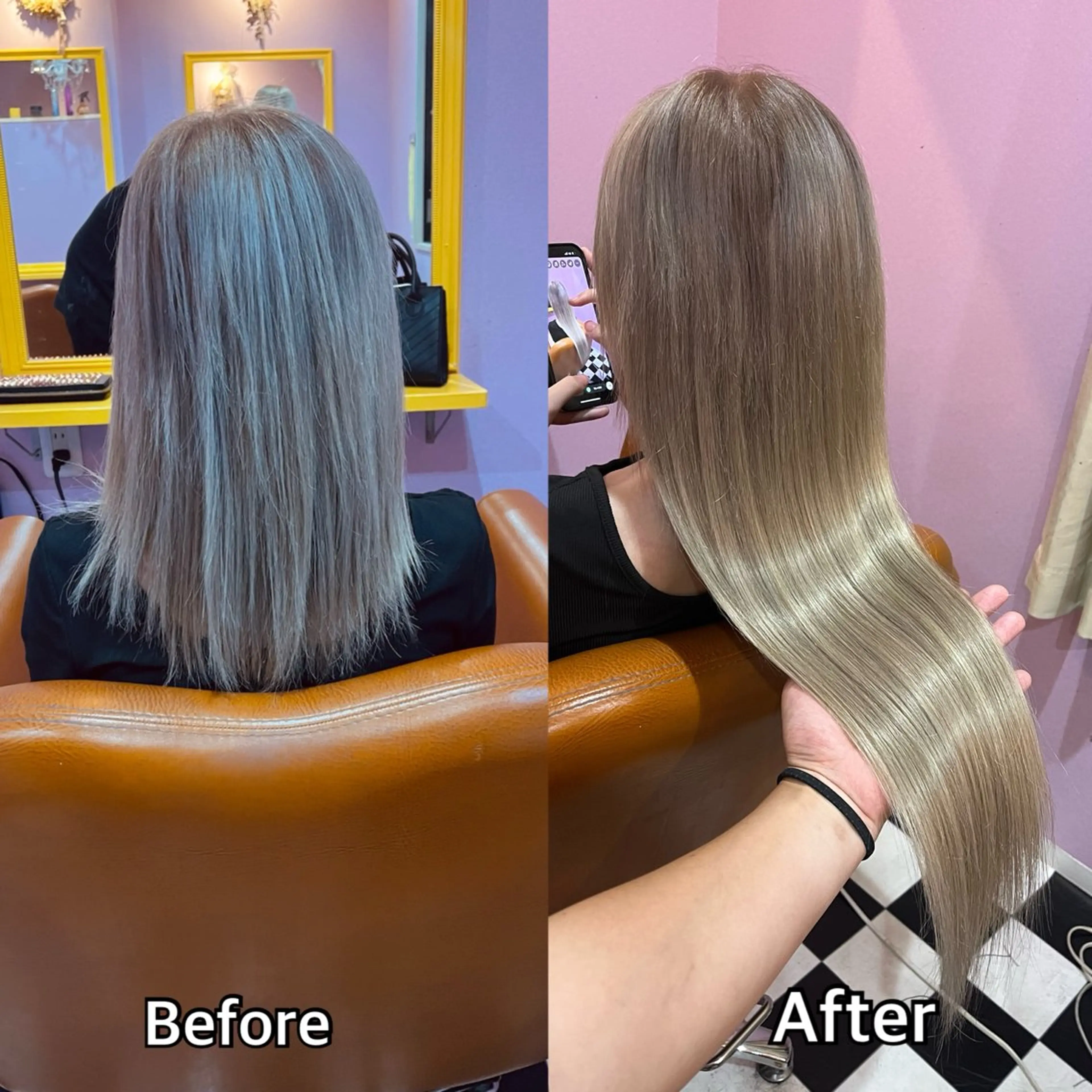 ロング エクステ シール＋ちび編み込み エクステ梅田🐨のヘアスタイル