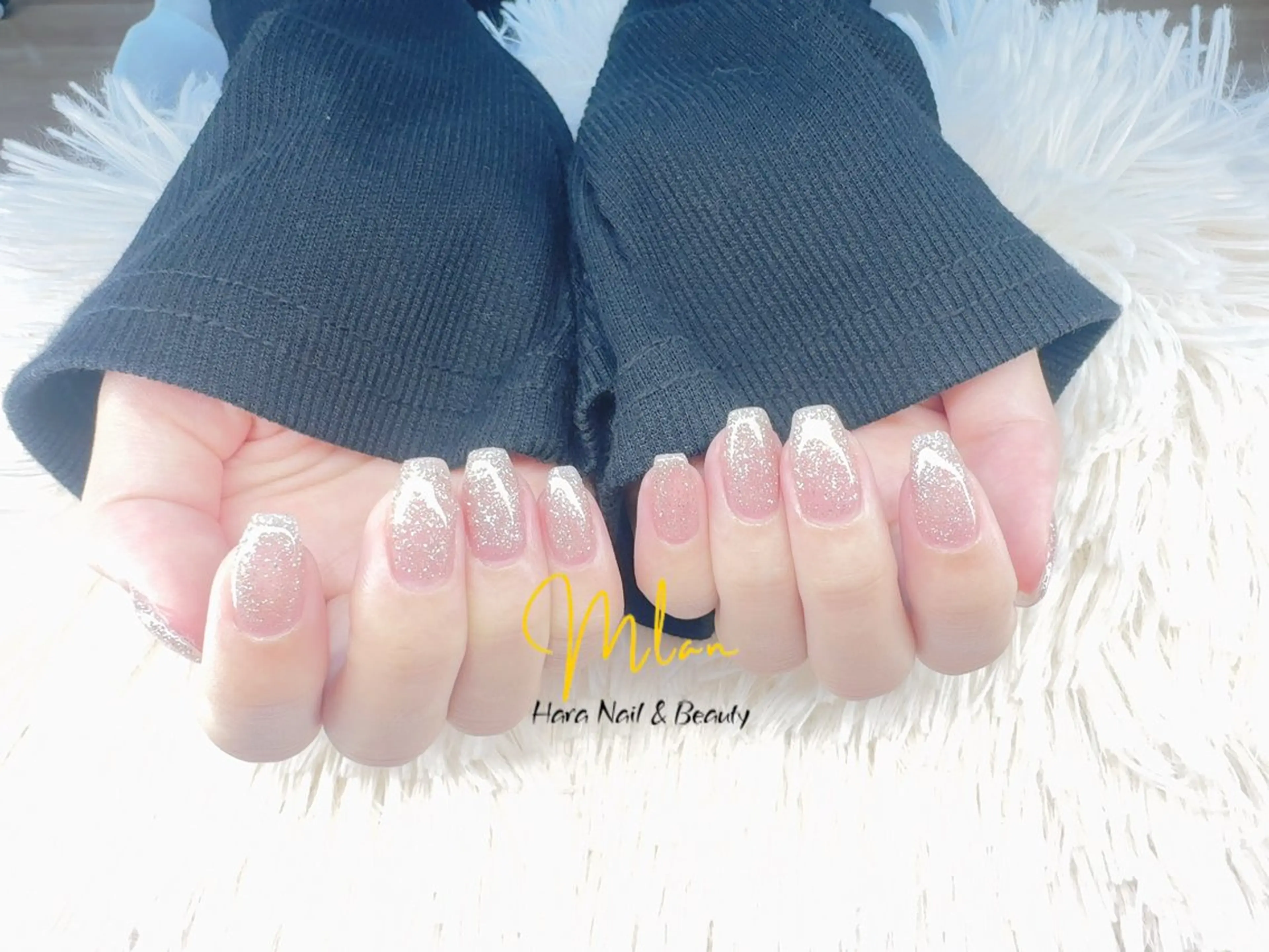 ネイル フレンチネイル グラデーション キラキラネイル 韓国ネイル ラメ(グリッター) フットネイル Mlan Nailのネイルデザイン