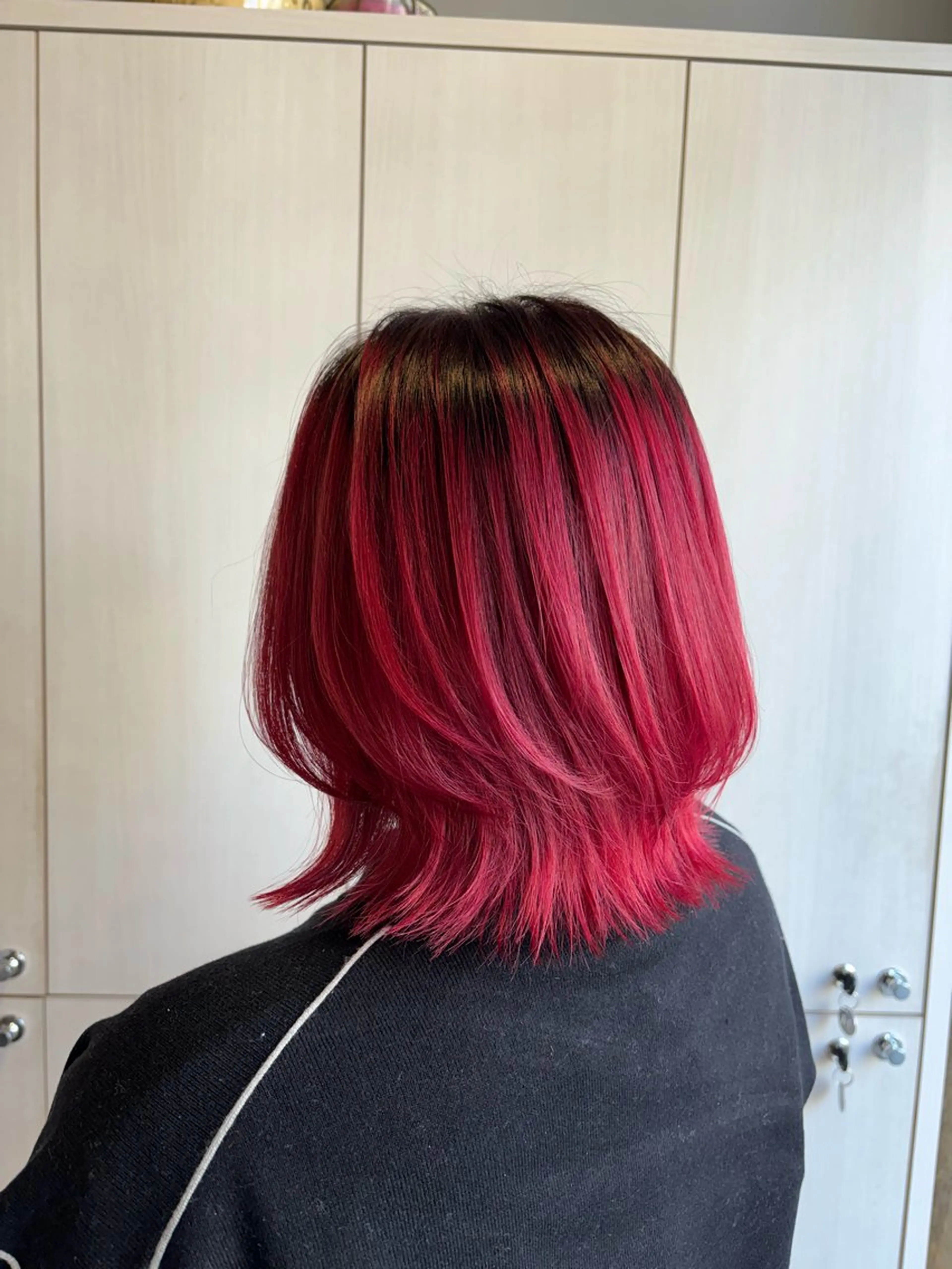 ミディアム カラー ボブレイヤー ボブ レイヤーカット ヘアカラー たなか もえなのヘアスタイル