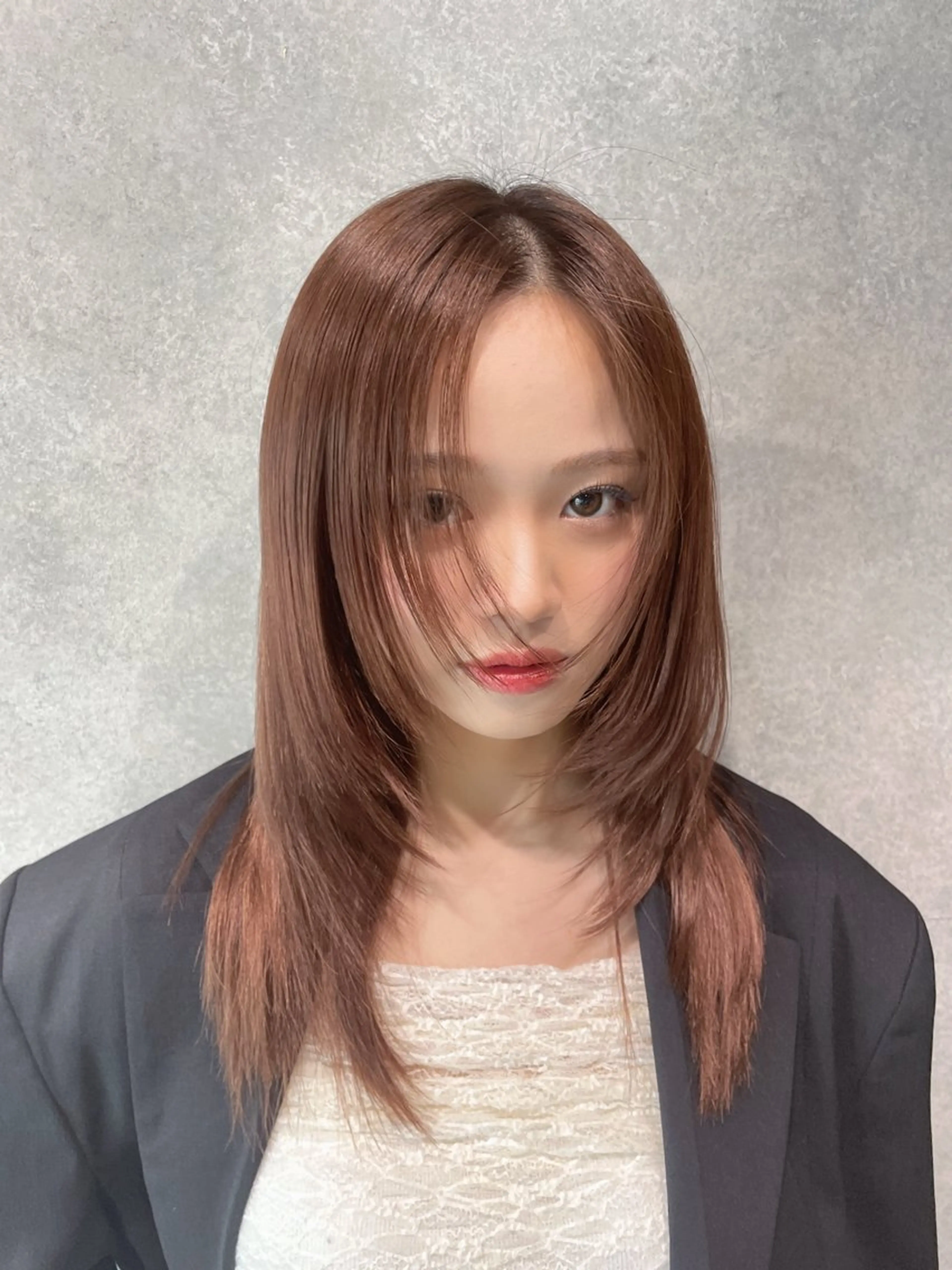 セミロング カラー カット 韓国レイヤー/透明感 /髪質改善/アジキのヘアスタイル