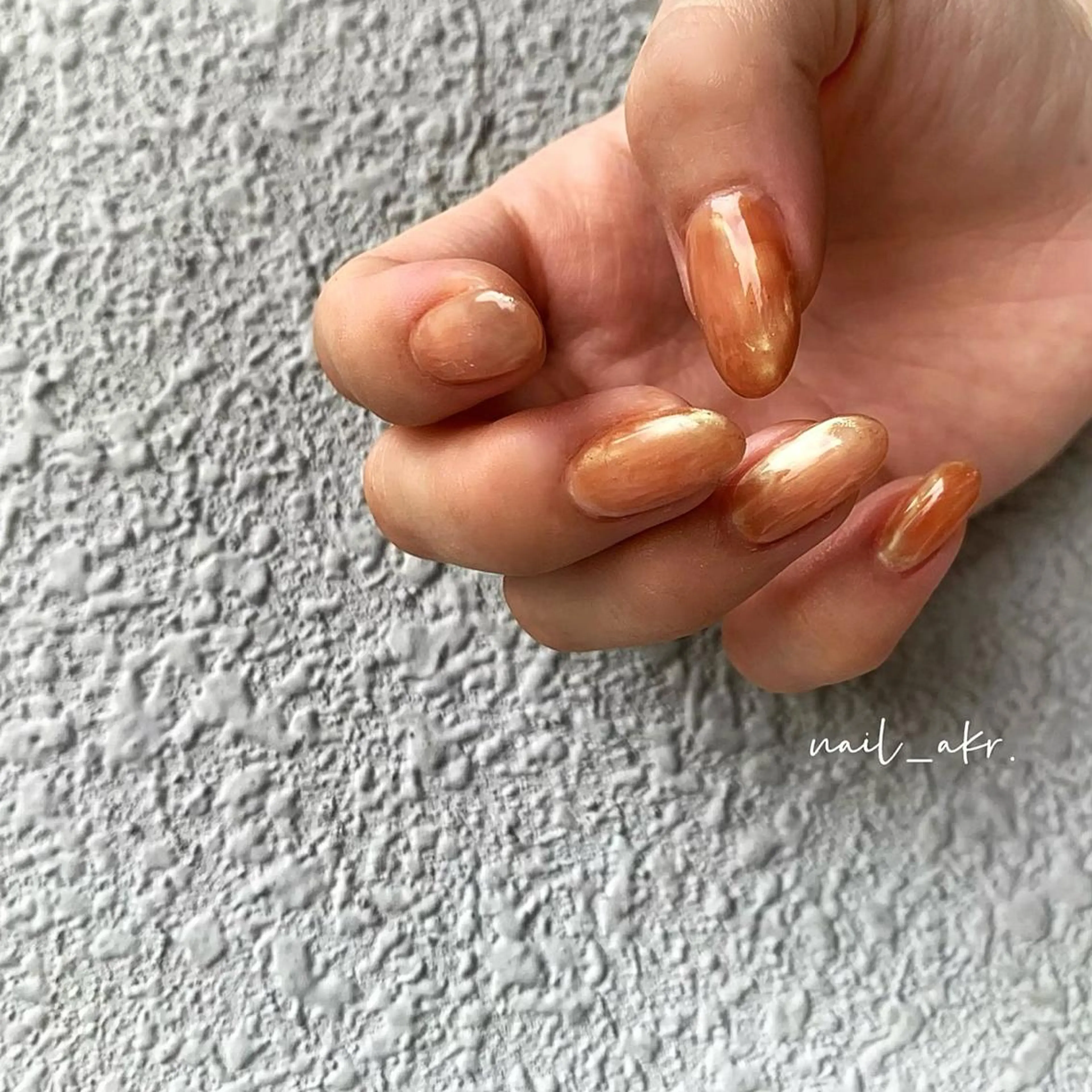 ネイル オーロラネイル オレンジ nailAVANCE akariのネイルデザイン