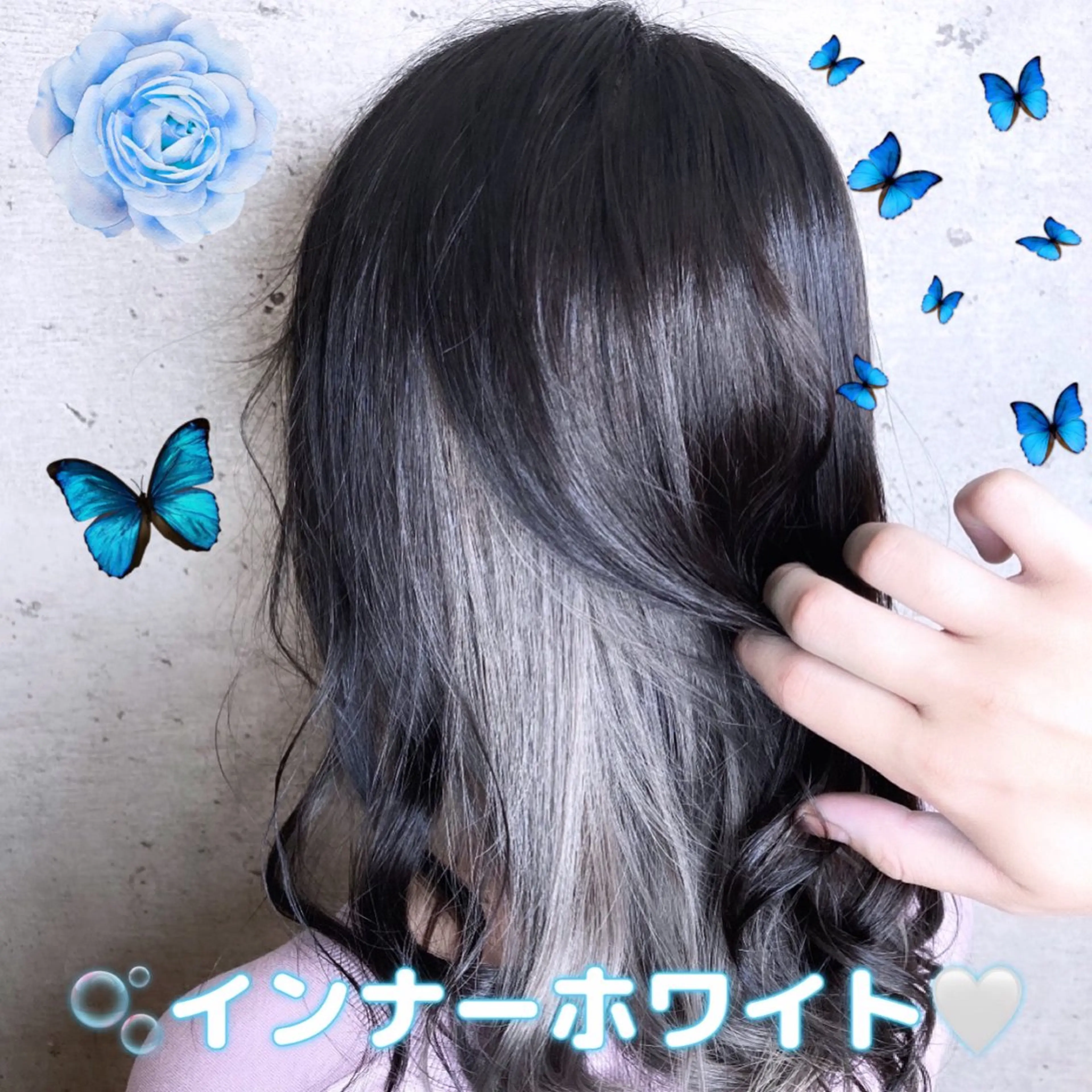 セミロング 韓国風カラー パープルカラー 韓国風ヘア 熊谷ウルフ・レイヤー あゆむのヘアスタイル