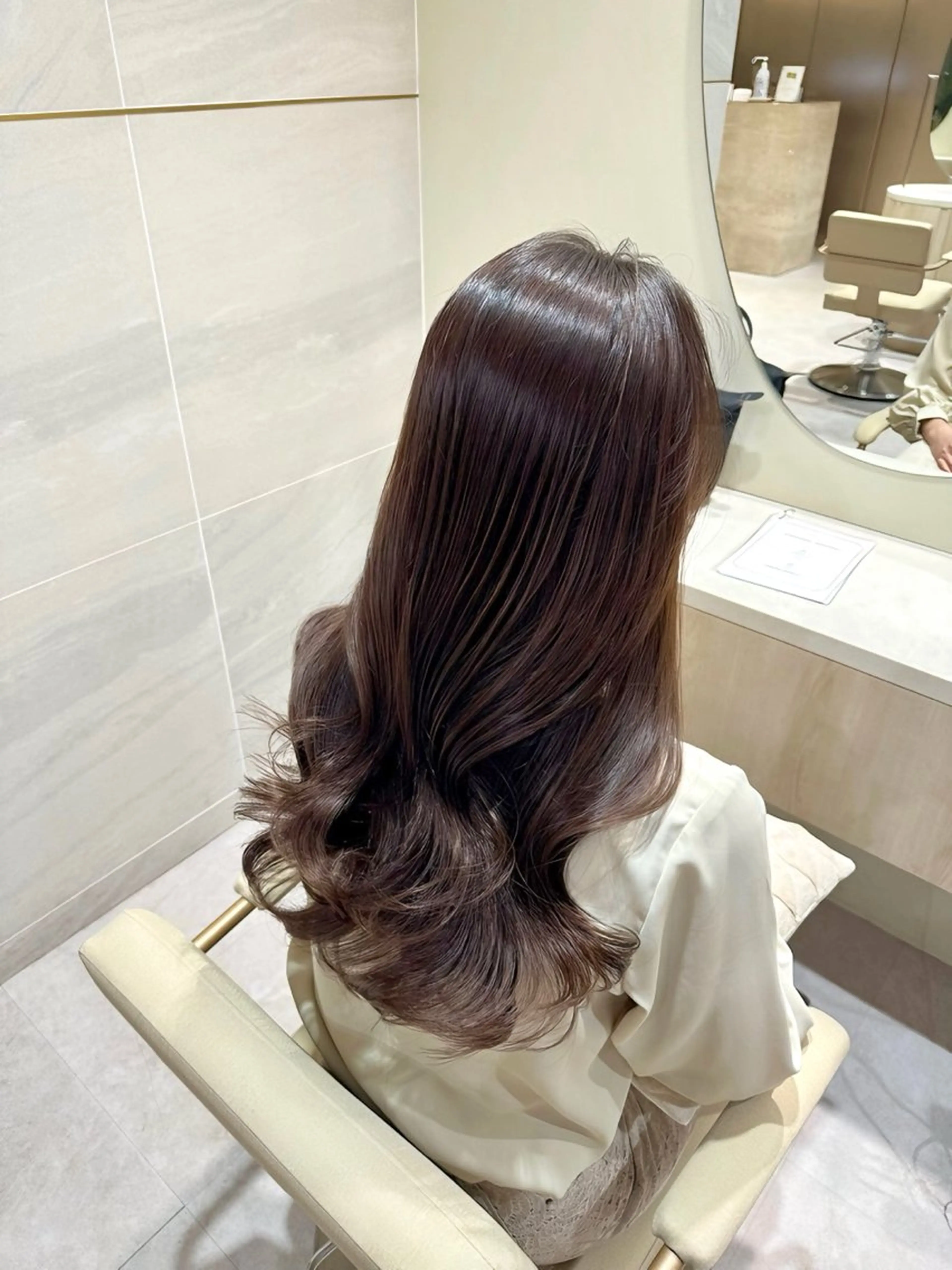 ロング カラー 似合わせカット 小顔カット 縮毛矯正 カット ヘアカラー 韓国風/小顔レイヤー /艶カラーのヘアスタイル