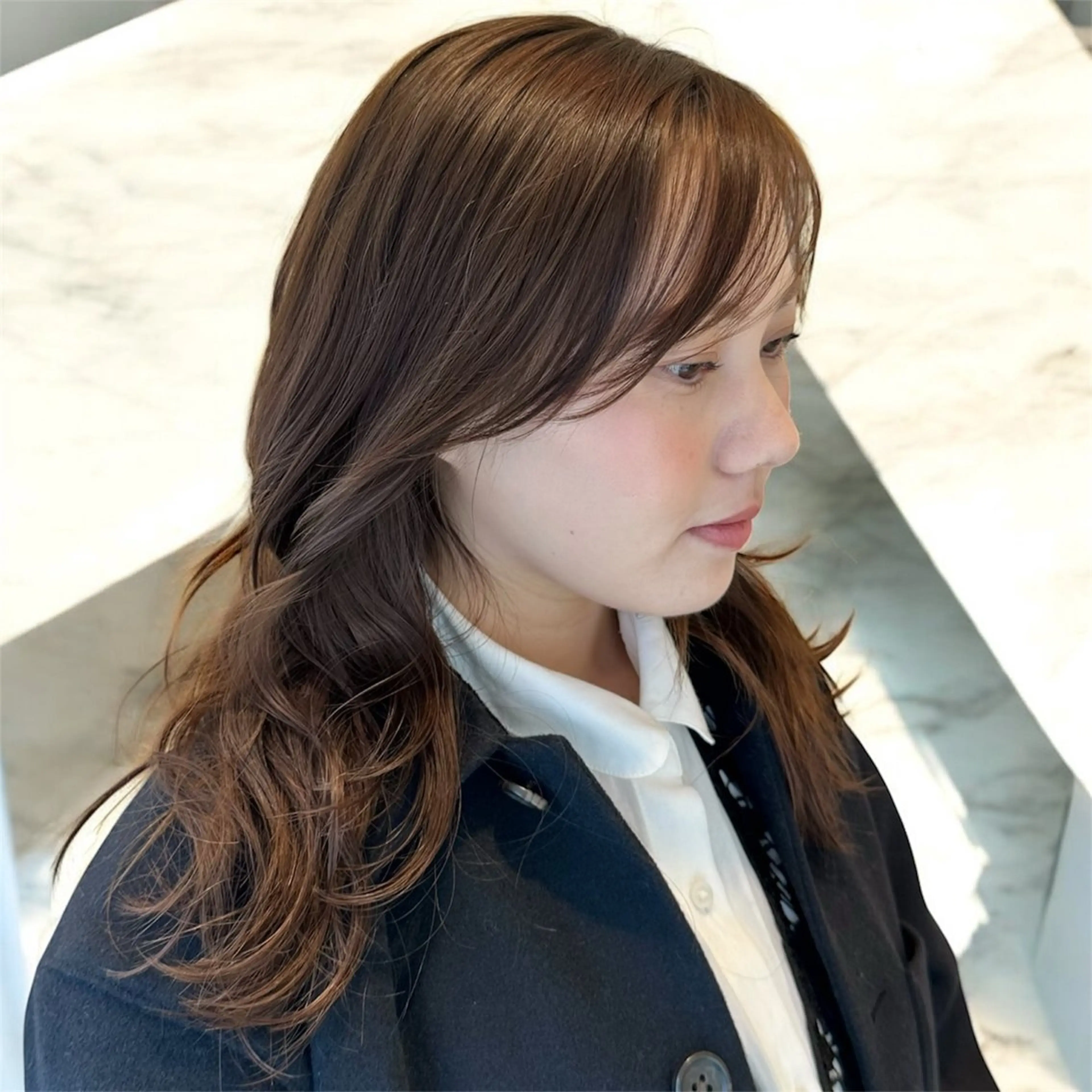 セミロング カラー ヘアアレンジ 韓国ヘア/レイヤー 顔周りカット/ユキナのヘアスタイル