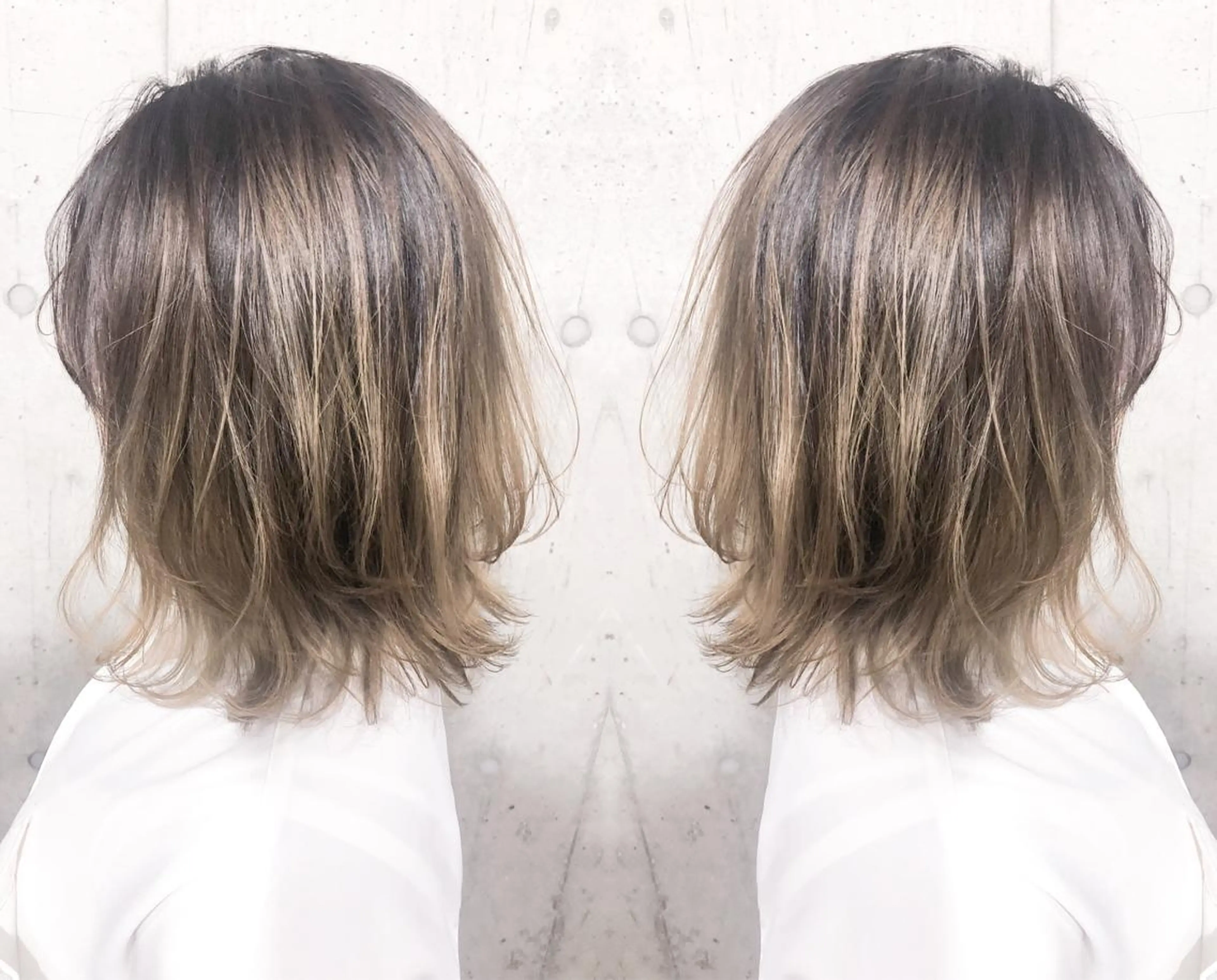 セミロング カラー バレイヤージュ ベージュカラー レイヤーカット 北條 優輝のヘアスタイル