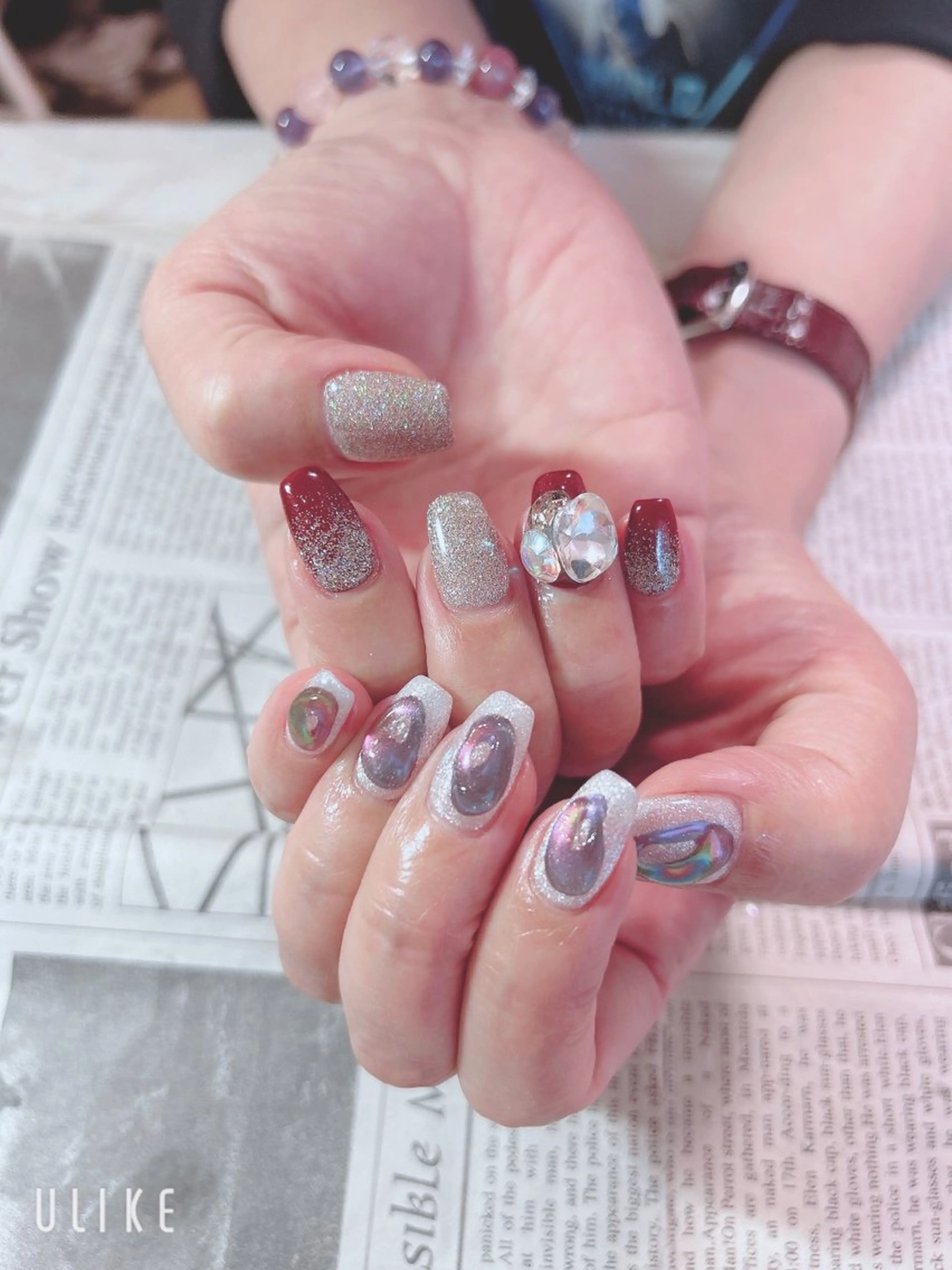 ネイル ミラーネイル ぷっくりネイル ハンドネイル ハンドケア 森山 舞のネイルデザイン