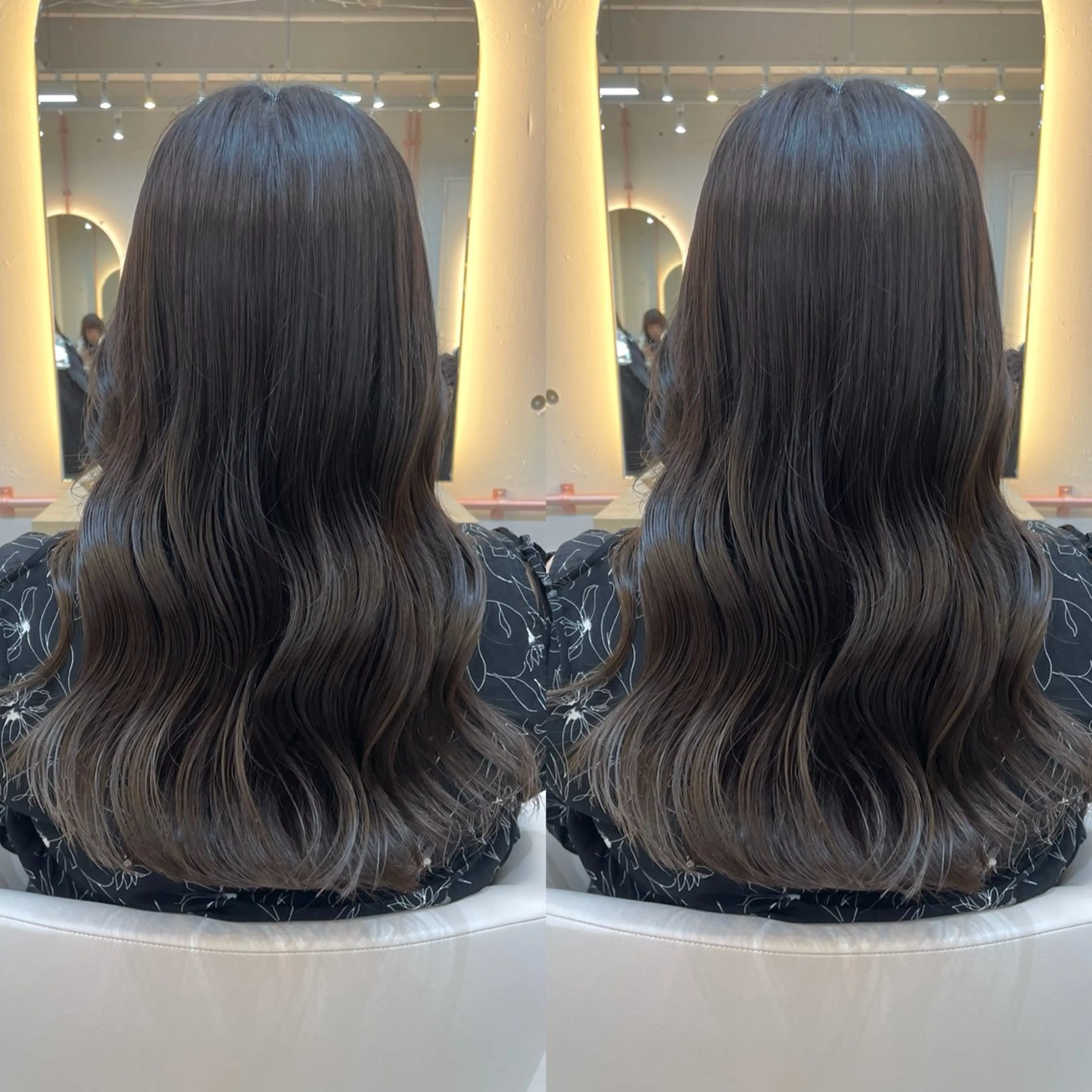 ロング カラー ブラウンカラー バイオレットカラー バイオレットブラウン カット ヘアカラー トリートメント ヘアセット ブリーチ無しダブル カラー🦕まどかのヘアスタイル